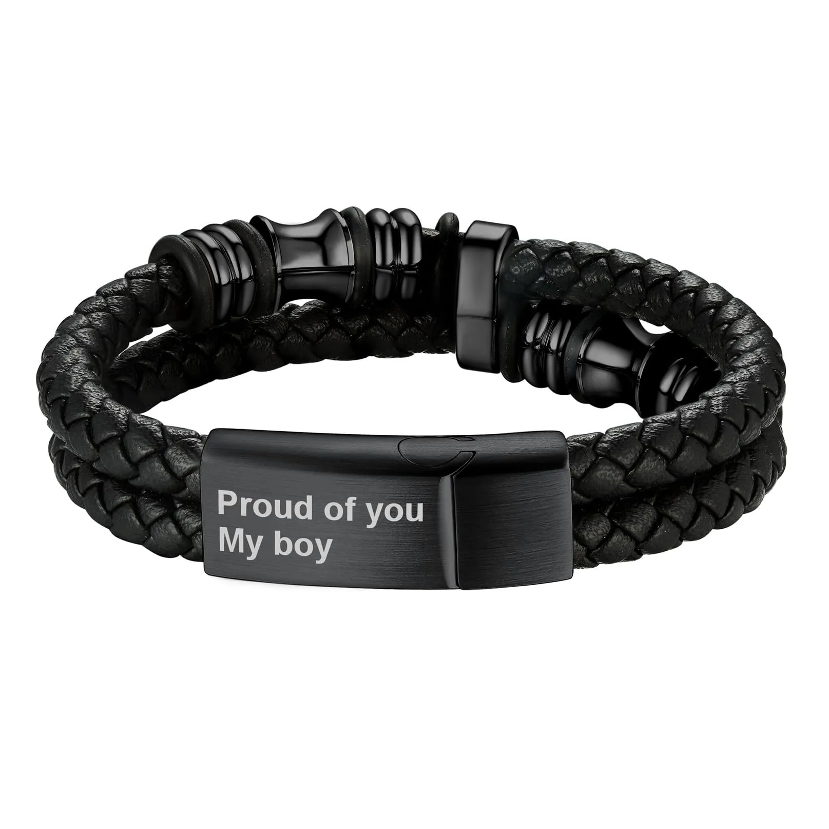 Bandmax Bracciale in Pelle e Acciaio per Uomo, 19 cm, Nero - immagine 1