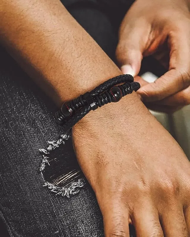 Bandmax Bracciale Personalizzato in Pelle con Baseball Nero, 19 cm - immagine 2