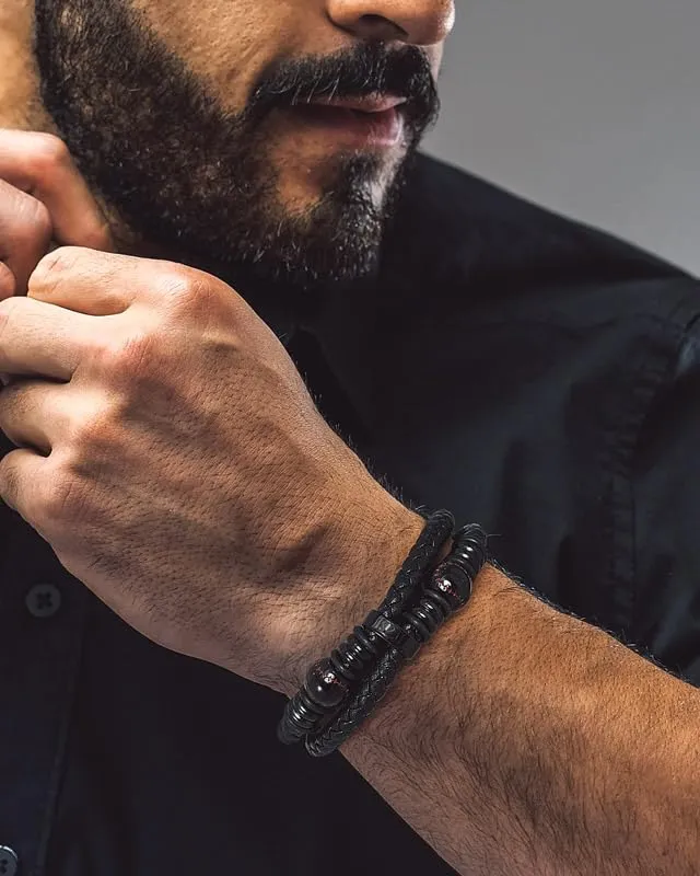 Bandmax Bracciale in Pelle Uomo con Baseball Nero, 19 cm - immagine 2