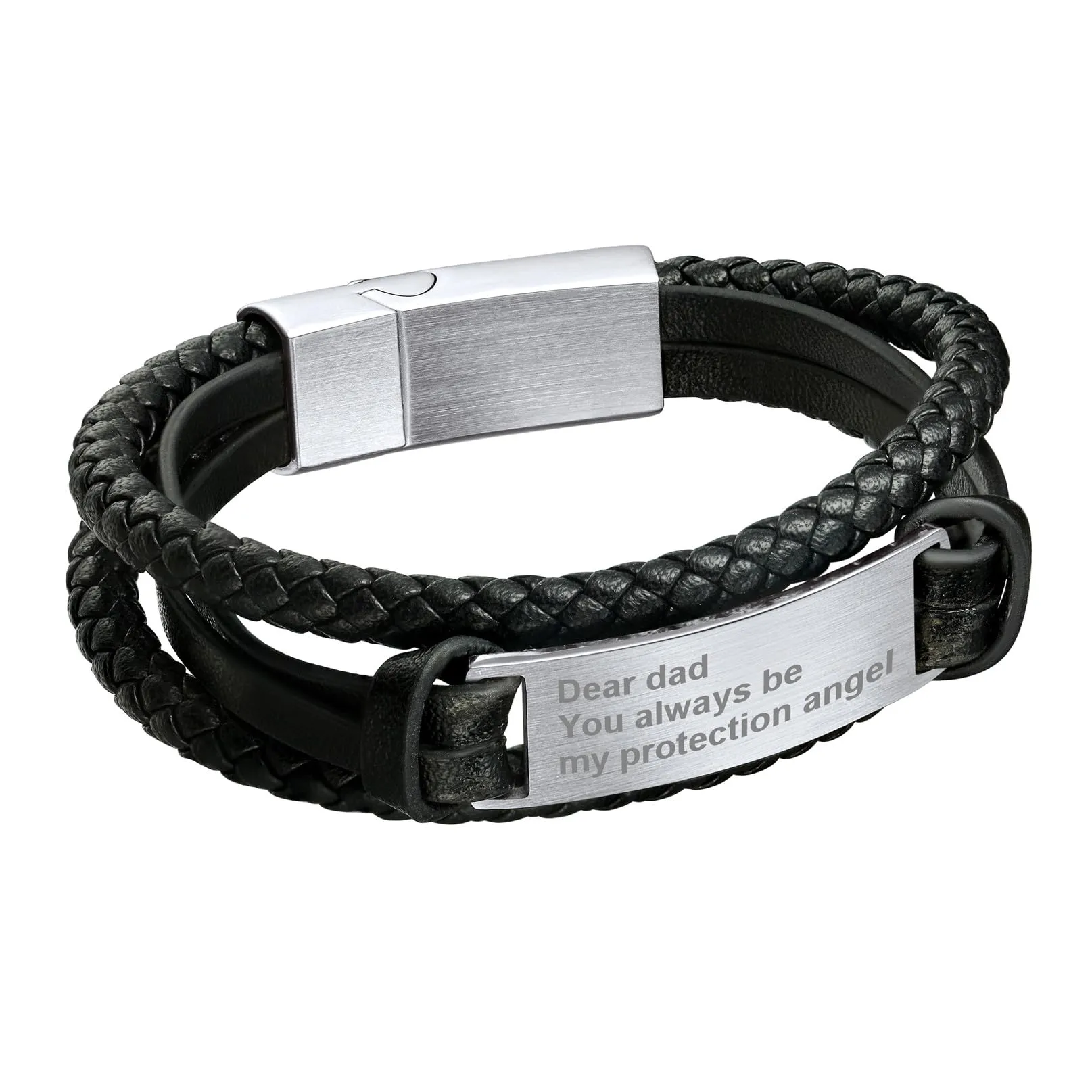 Bandmax Bracciale in Pelle Personalizzato Uomo, Argento, 21 cm - immagine 1