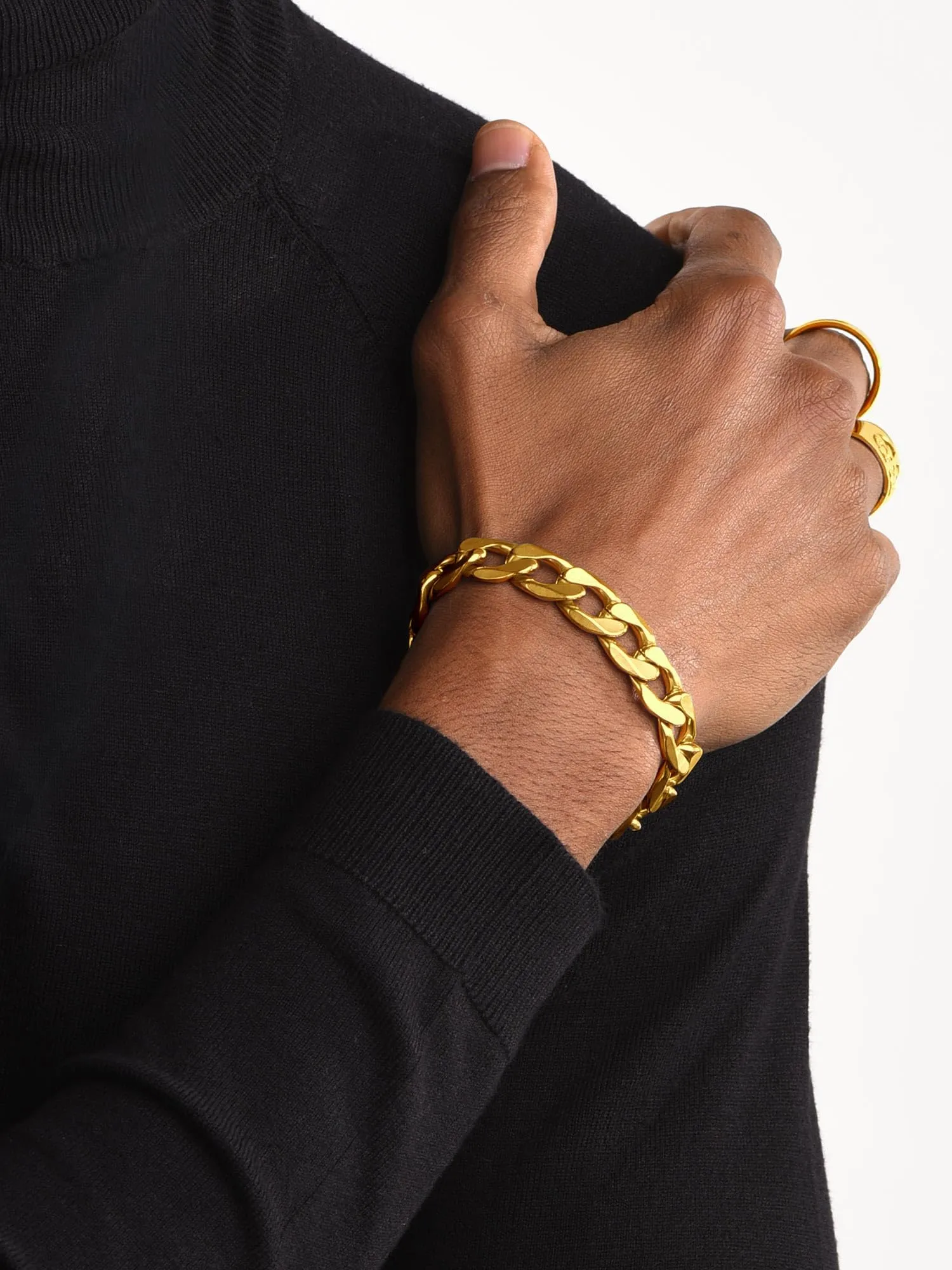 PROSTEEL Bracciale Uomo Catena Cubana Oro 9mm 23cm - immagine 7