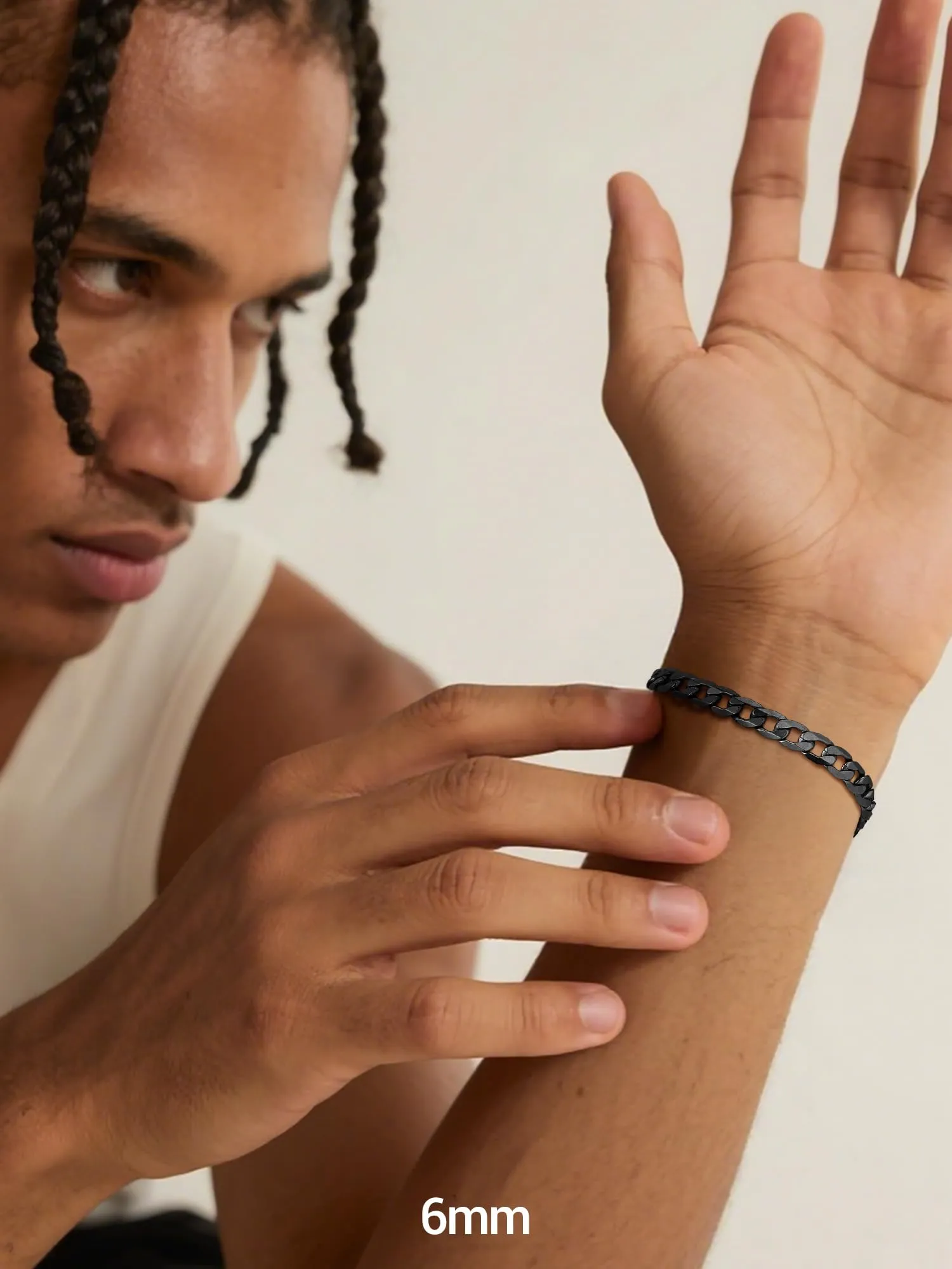 PROSTEEL Bracciale da uomo in acciaio inox a maglie pesanti, 23 cm, Nero 06MM - immagine 2