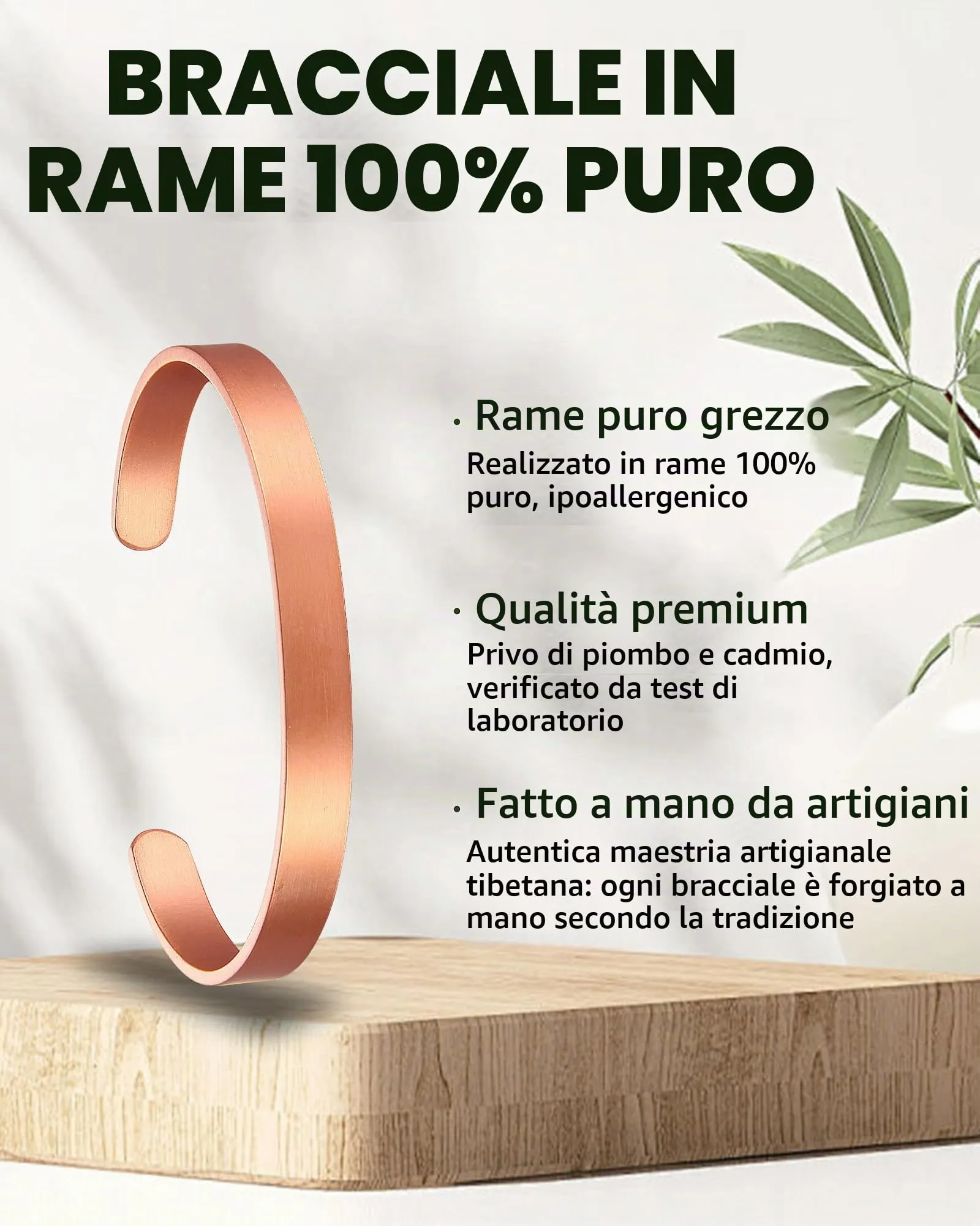 MagEnergy Bracciale in rame puro martellato vintage, 100% rame massiccio, Taglia unica - immagine 2