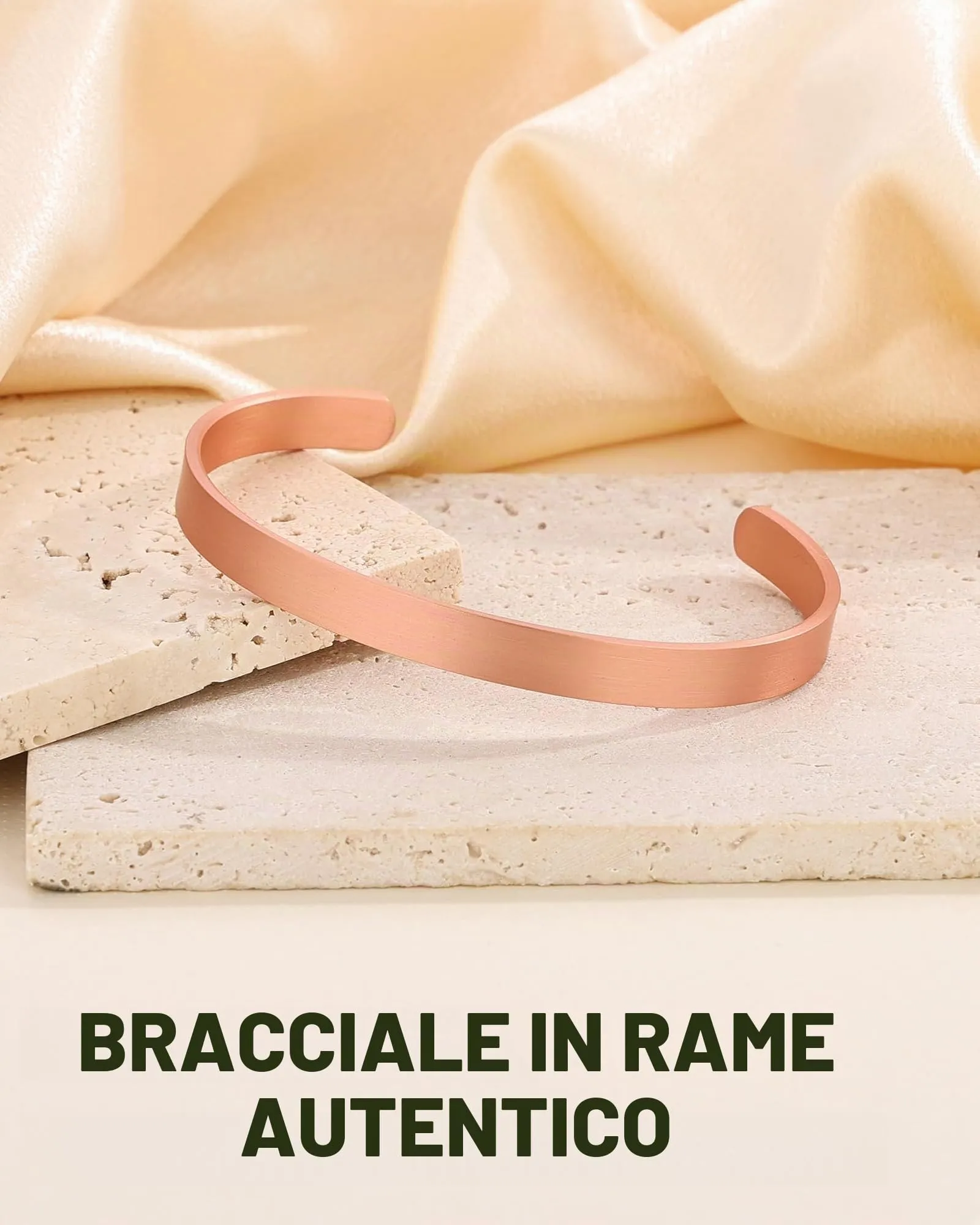MagEnergy Bracciale in rame puro martellato vintage, 100% rame massiccio, Taglia unica - immagine 3