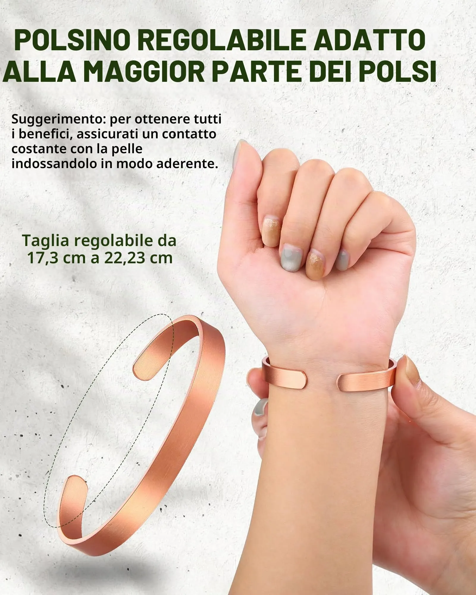 MagEnergy Bracciale in rame puro martellato vintage, 100% rame massiccio, Taglia unica - immagine 4