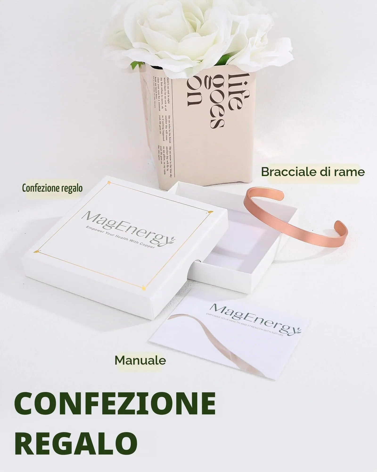MagEnergy Bracciale in rame puro martellato vintage, 100% rame massiccio, Taglia unica - immagine 7