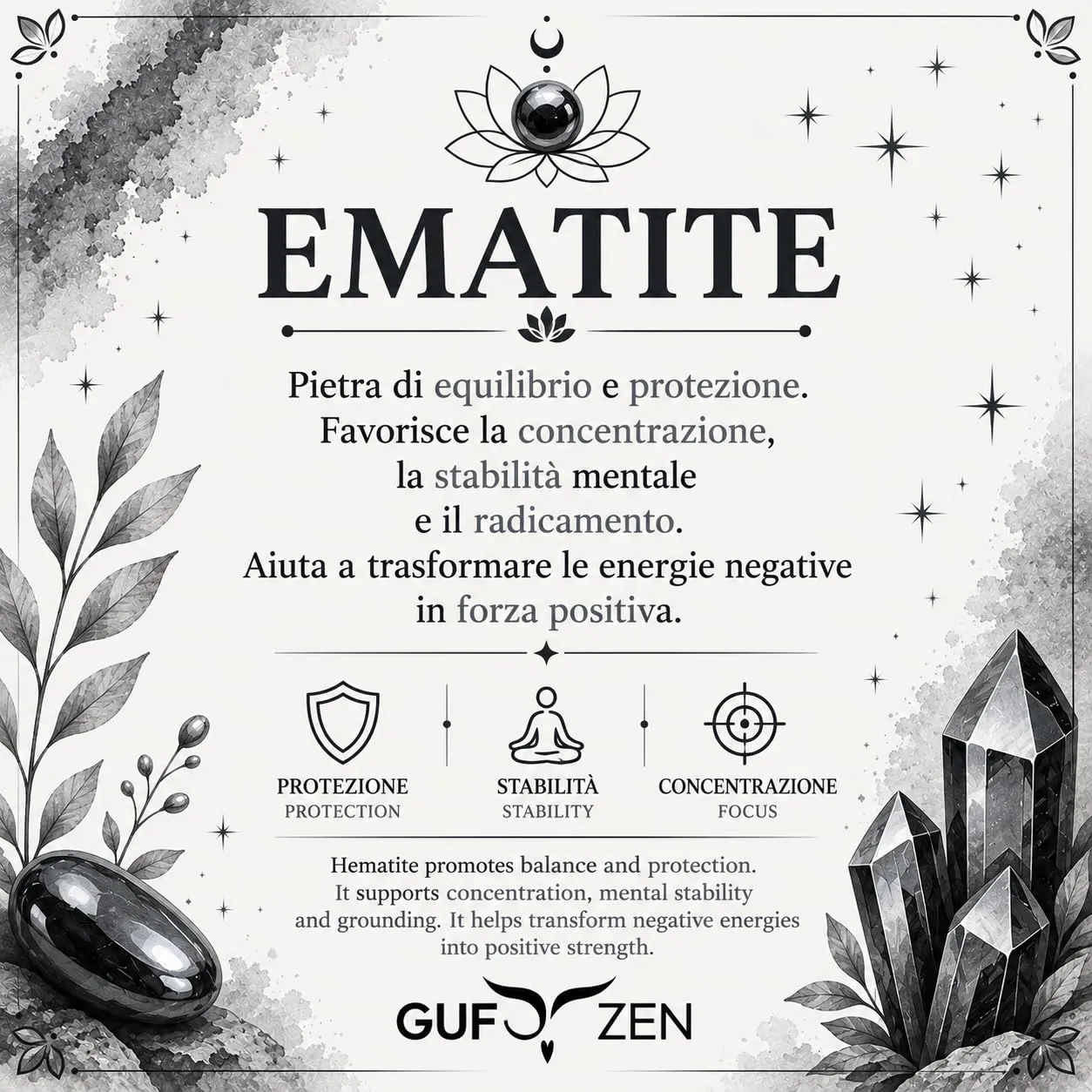 GufoZen Bracciale in Pietre Naturali Ematite 8mm Unisex - immagine 2