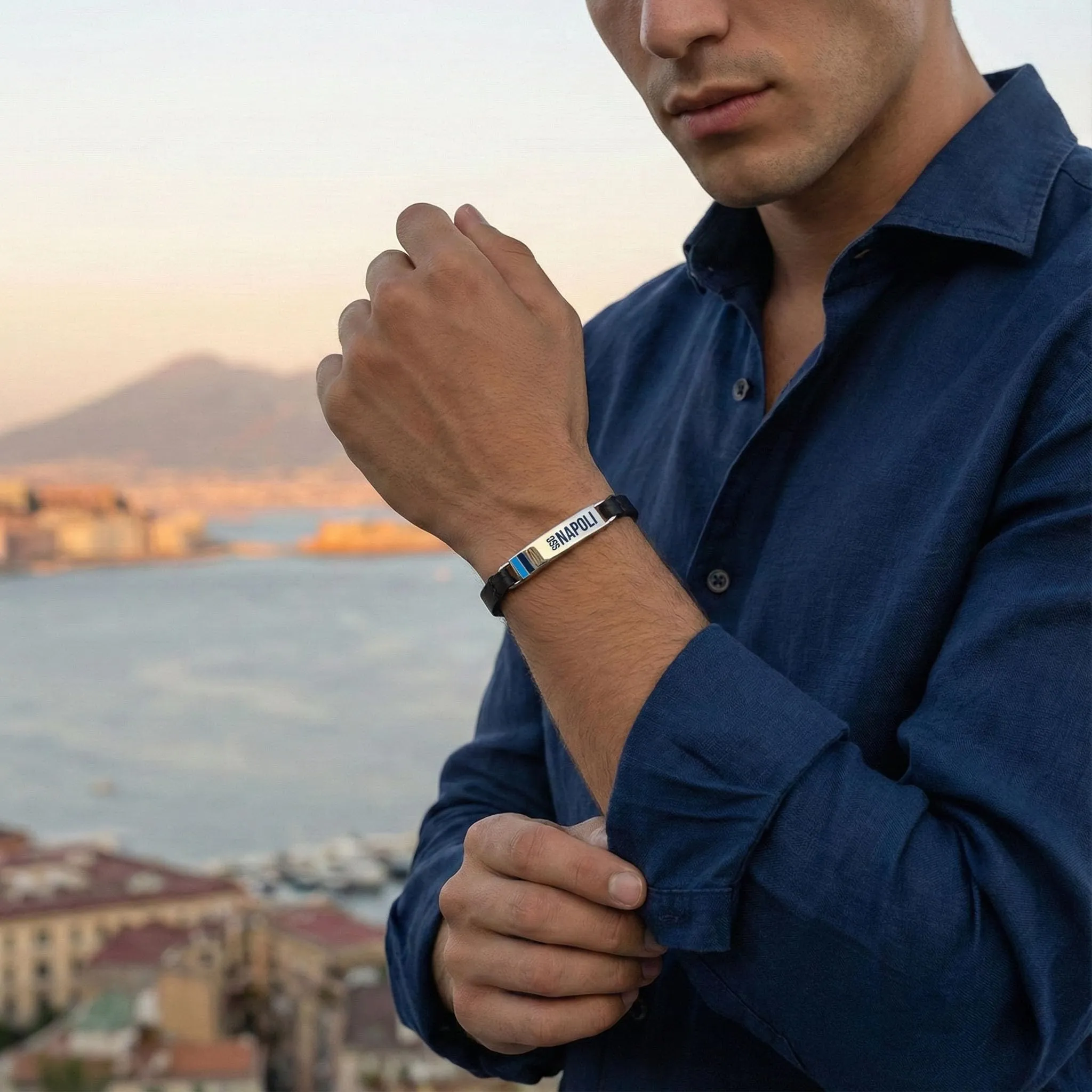 Clondo Bracciale SSC Napoli in Acciaio Leather Edition - immagine 2