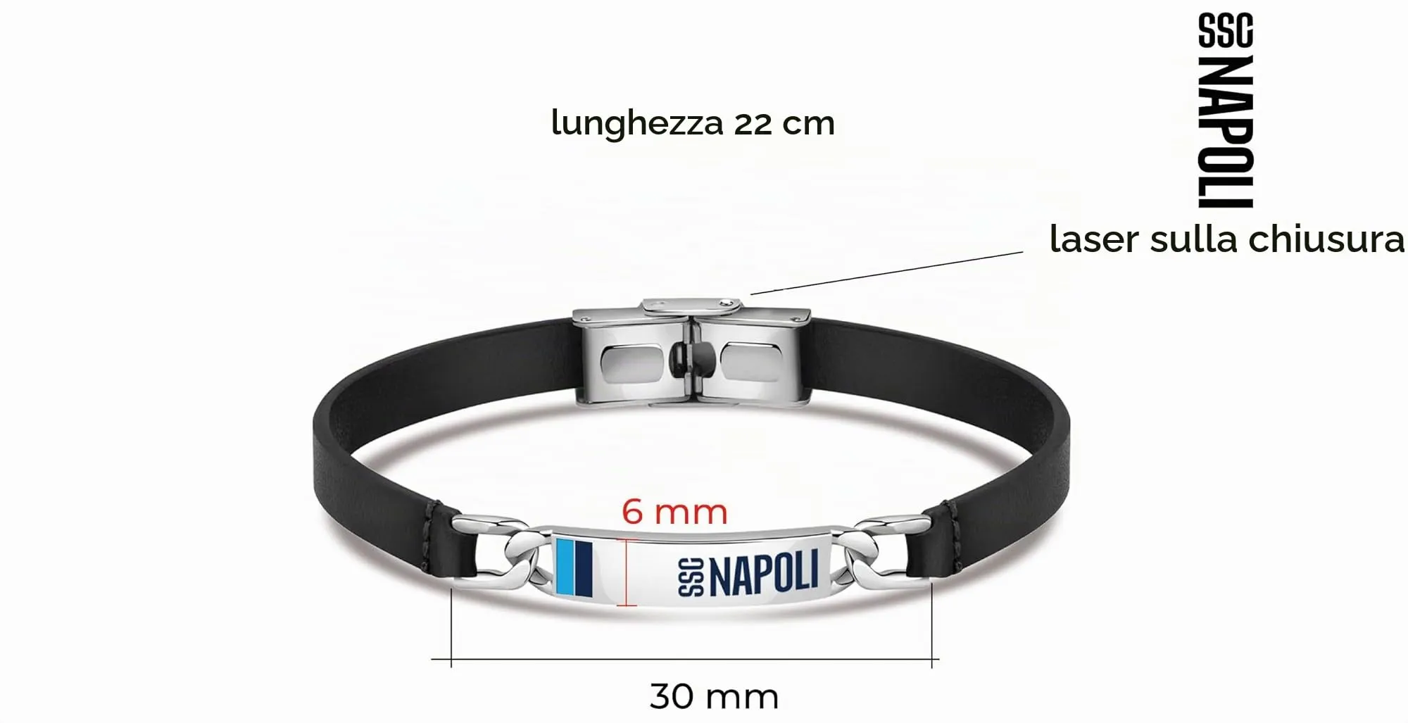 Clondo Bracciale SSC Napoli in Acciaio Leather Edition - immagine 5