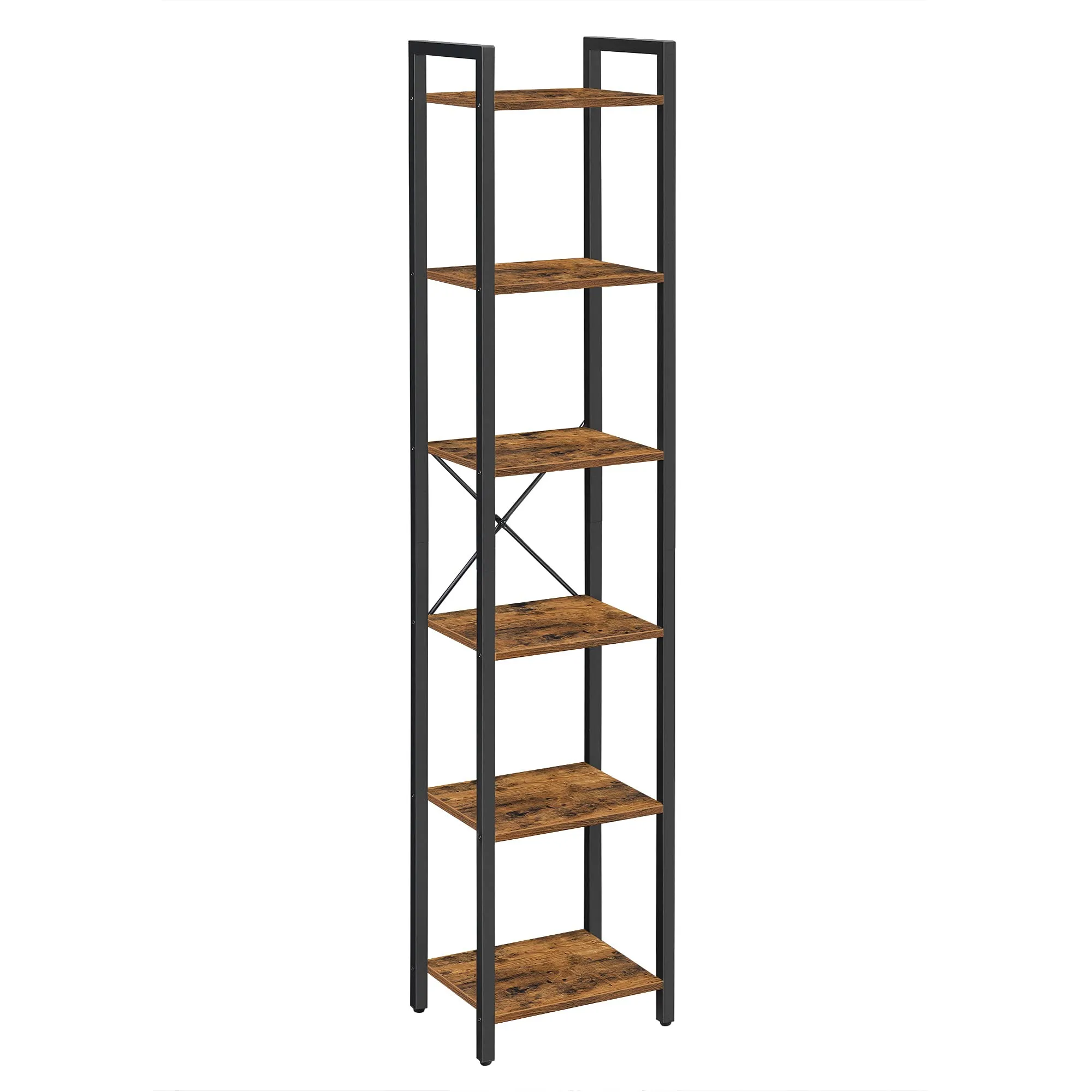 VASAGLE Scaffale a 6 Ripiani, 30 x 40 x 186 cm, Marrone Vintage e Nero Inchiostro, LLS101B01 - immagine 1