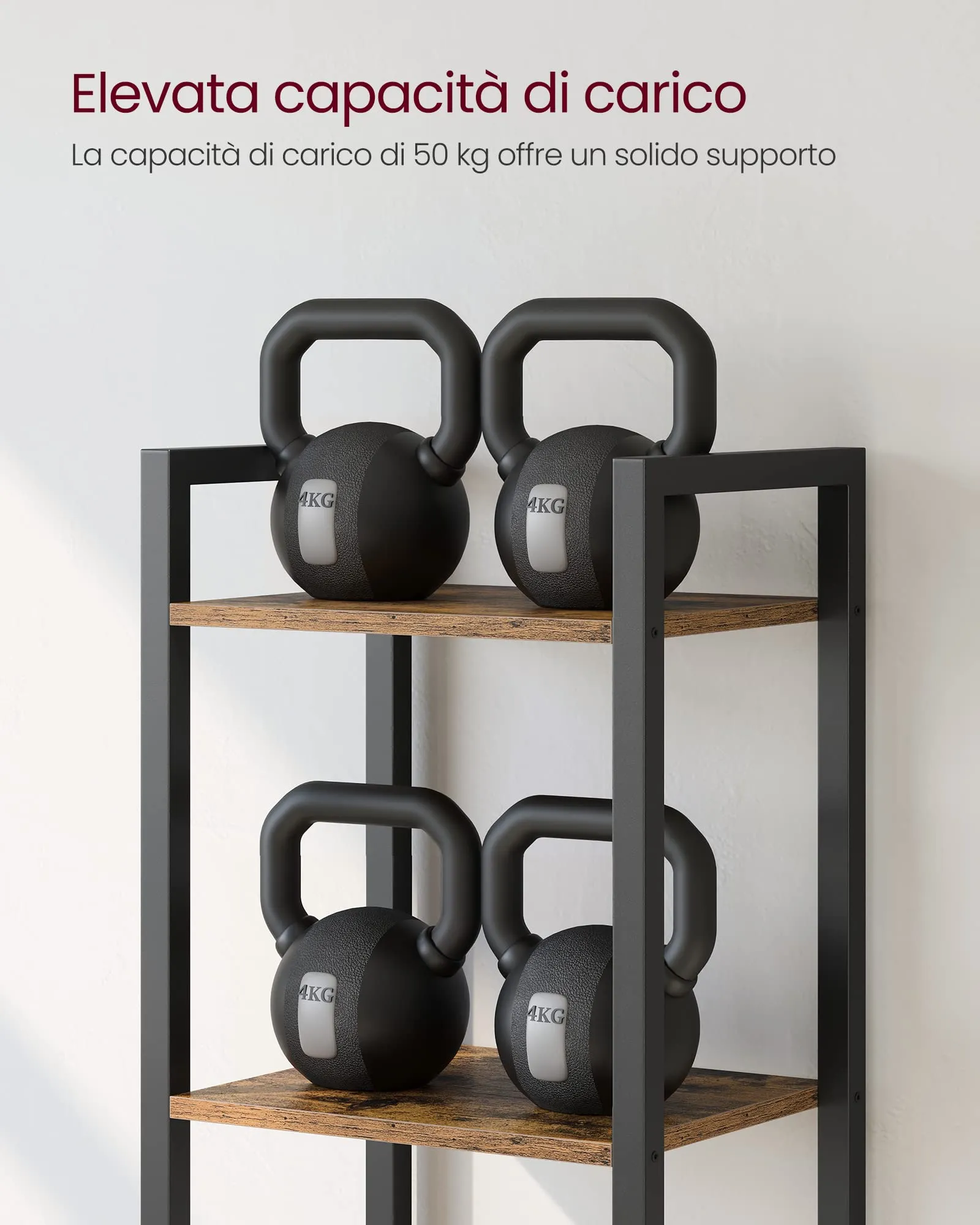 VASAGLE Scaffale a 6 Ripiani, 30 x 40 x 186 cm, Marrone Vintage e Nero Inchiostro, LLS101B01 - immagine 8