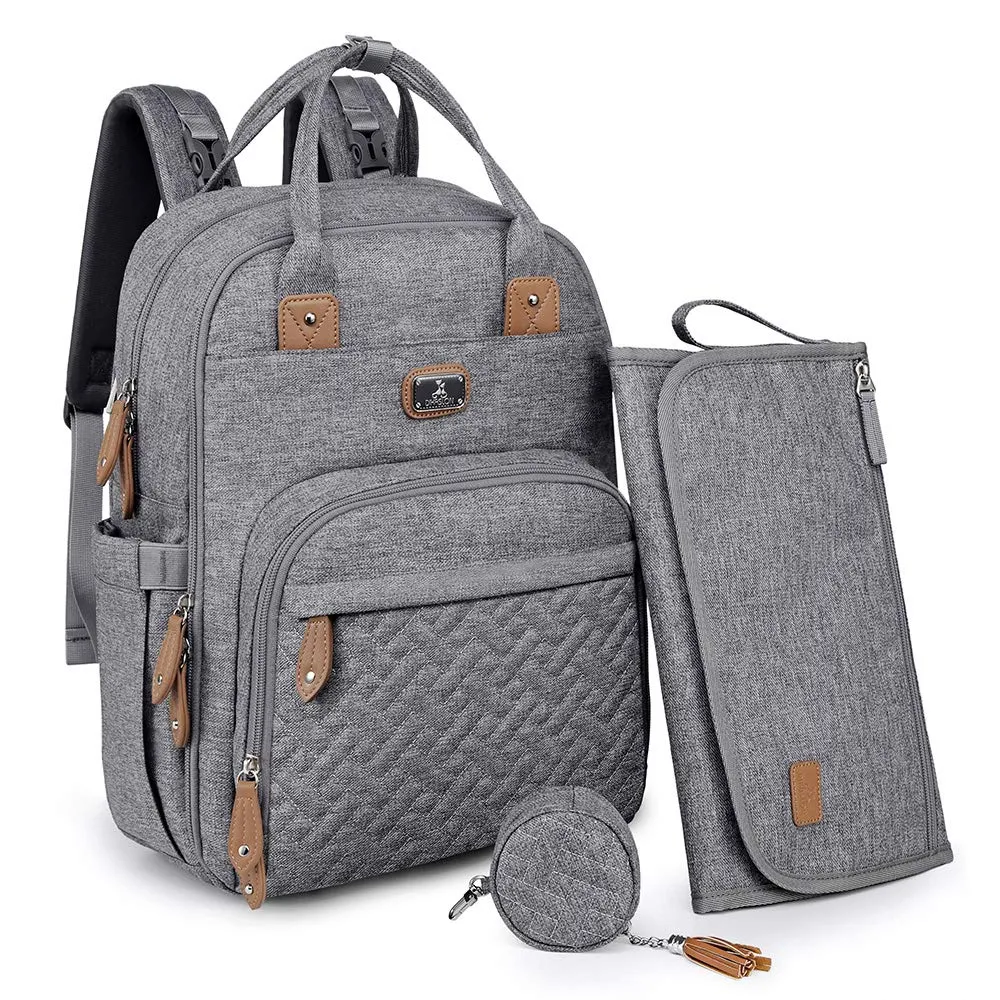 Dikaslon Zainetto Fasciatoio Multifunzione con Fasciatoio Portatile e Porta Ciuccio, Grigio - immagine 1