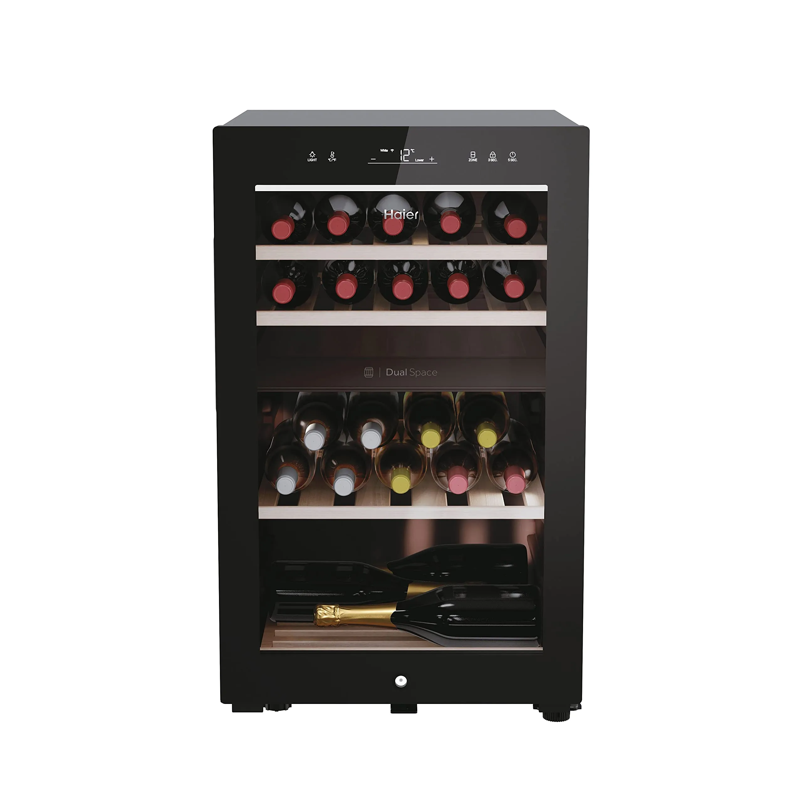 Haier Wine Bank 50 Serie 7 Cantinetta Vino 42 Bottiglie Doppia Zona Nera HWS42GDAU1 - immagine 1