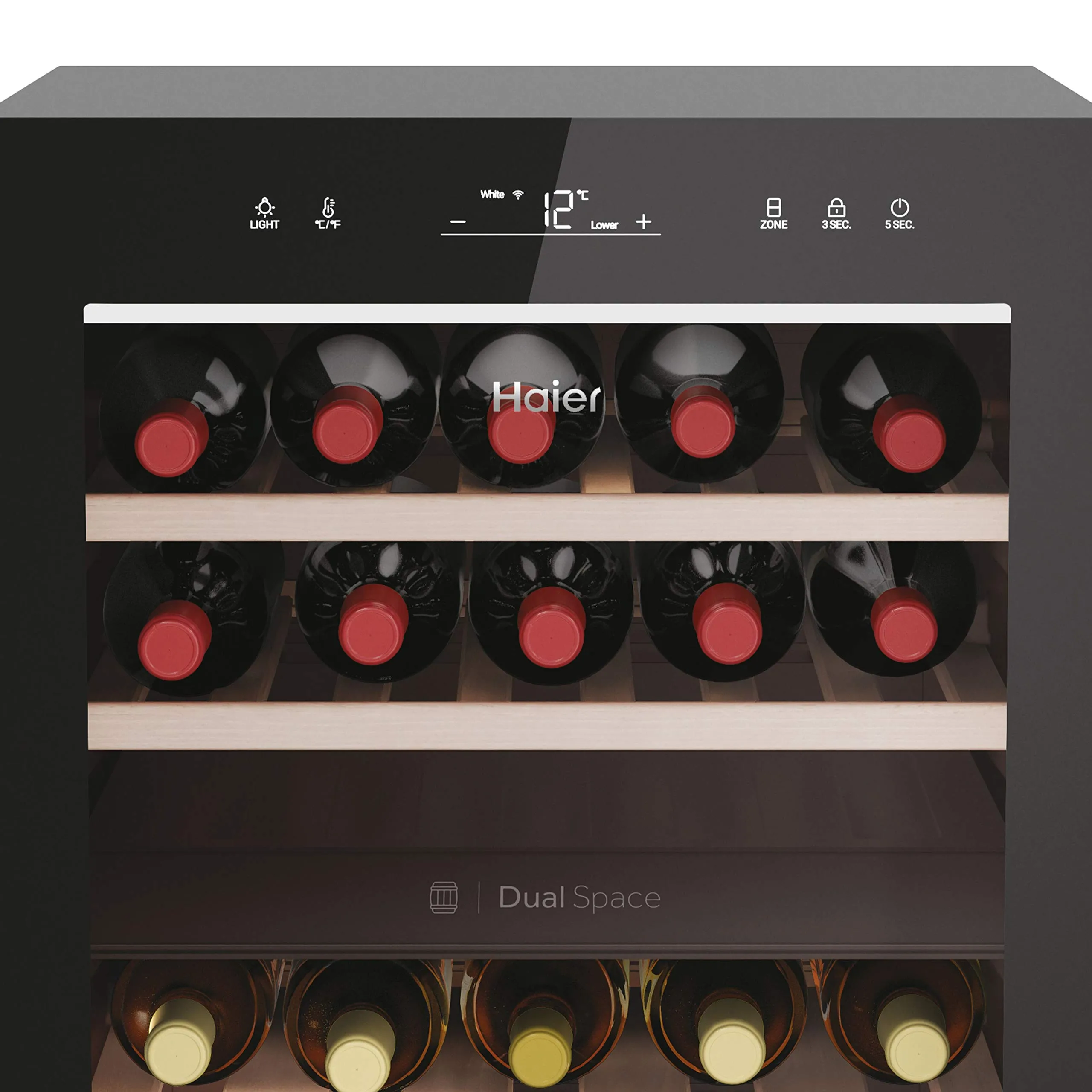 Haier Wine Bank 50 Serie 7 Cantinetta Vino 42 Bottiglie Doppia Zona Nera HWS42GDAU1 - immagine 4
