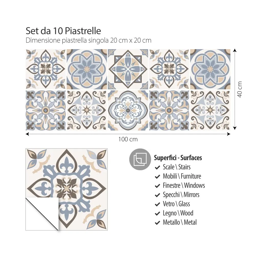 RE-COVERTILES Adesivi Piastrelle in PVC per Cucina e Bagno, 10 Pz 20x20 cm, PS00023 - immagine 4
