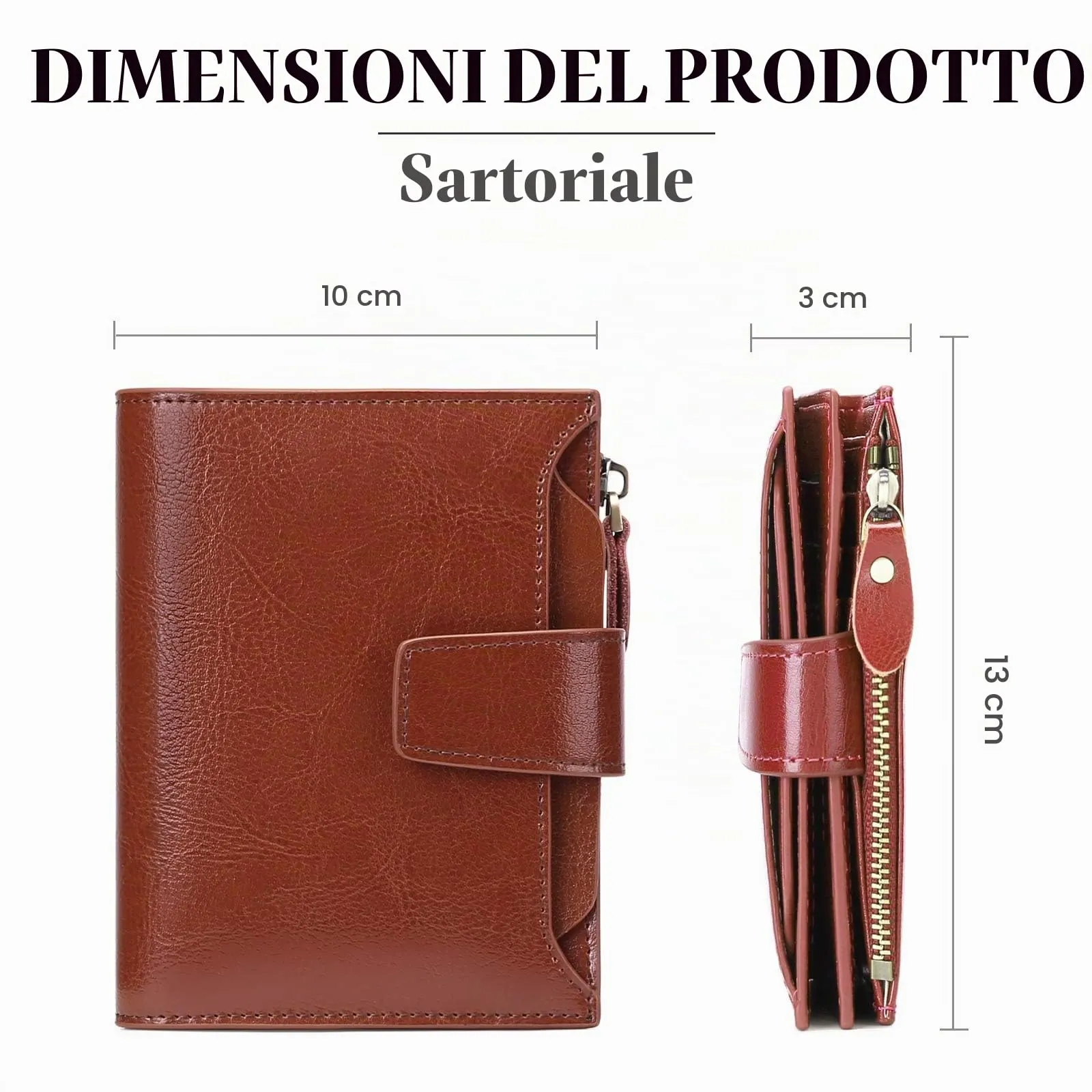 SENDEFN Portafoglio Donna in Pelle Vera Piccolo con RFID, 14 Slot per Carte e Portamonete con Cerniera - immagine 3