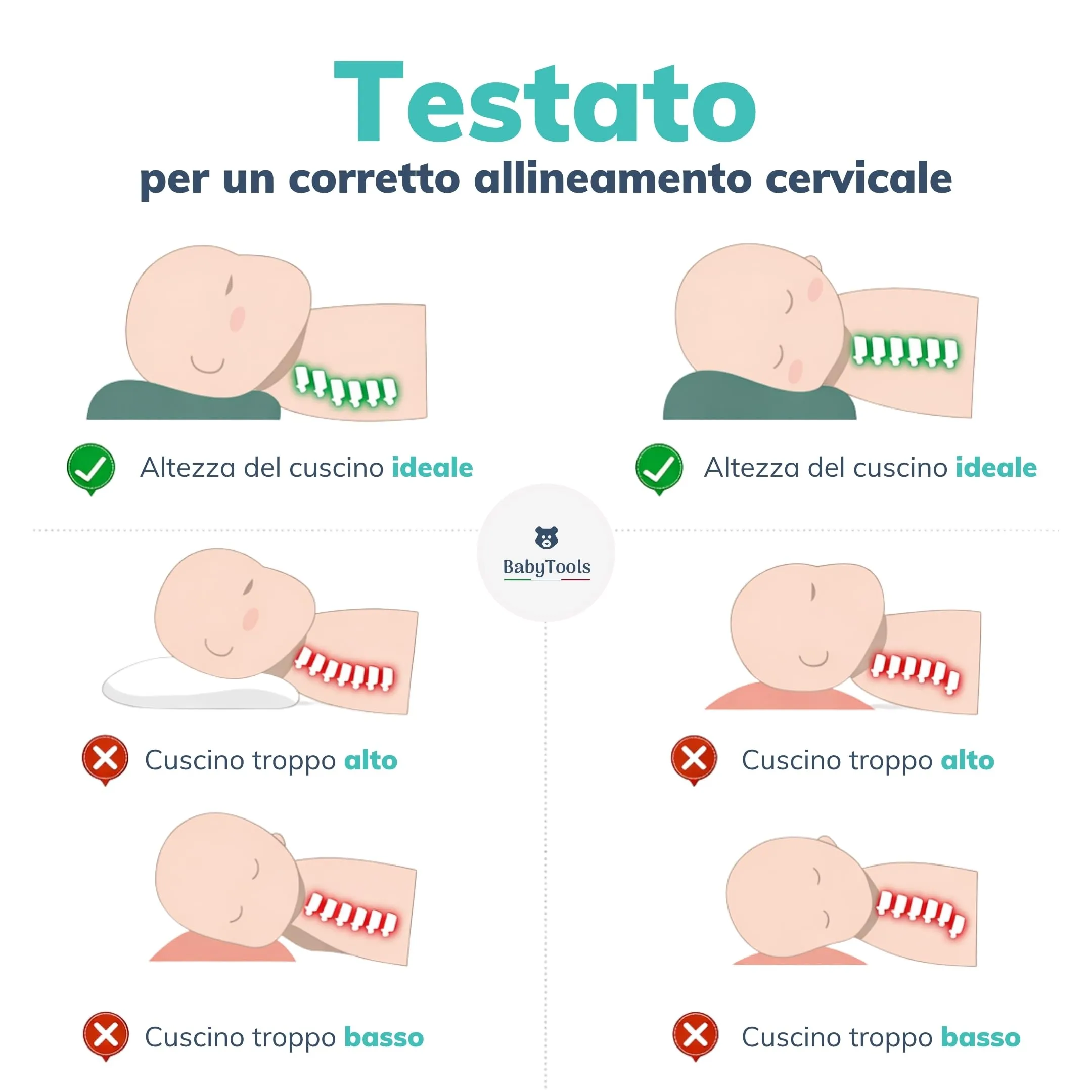 BabyTools Cuscino Lettino Bambino con Federa in Cotone Traspirante Anti-acaro, per Culla e Asilo, 2-4 Anni, Certificato Oeko-Tex, Made in Italy - immagine 5