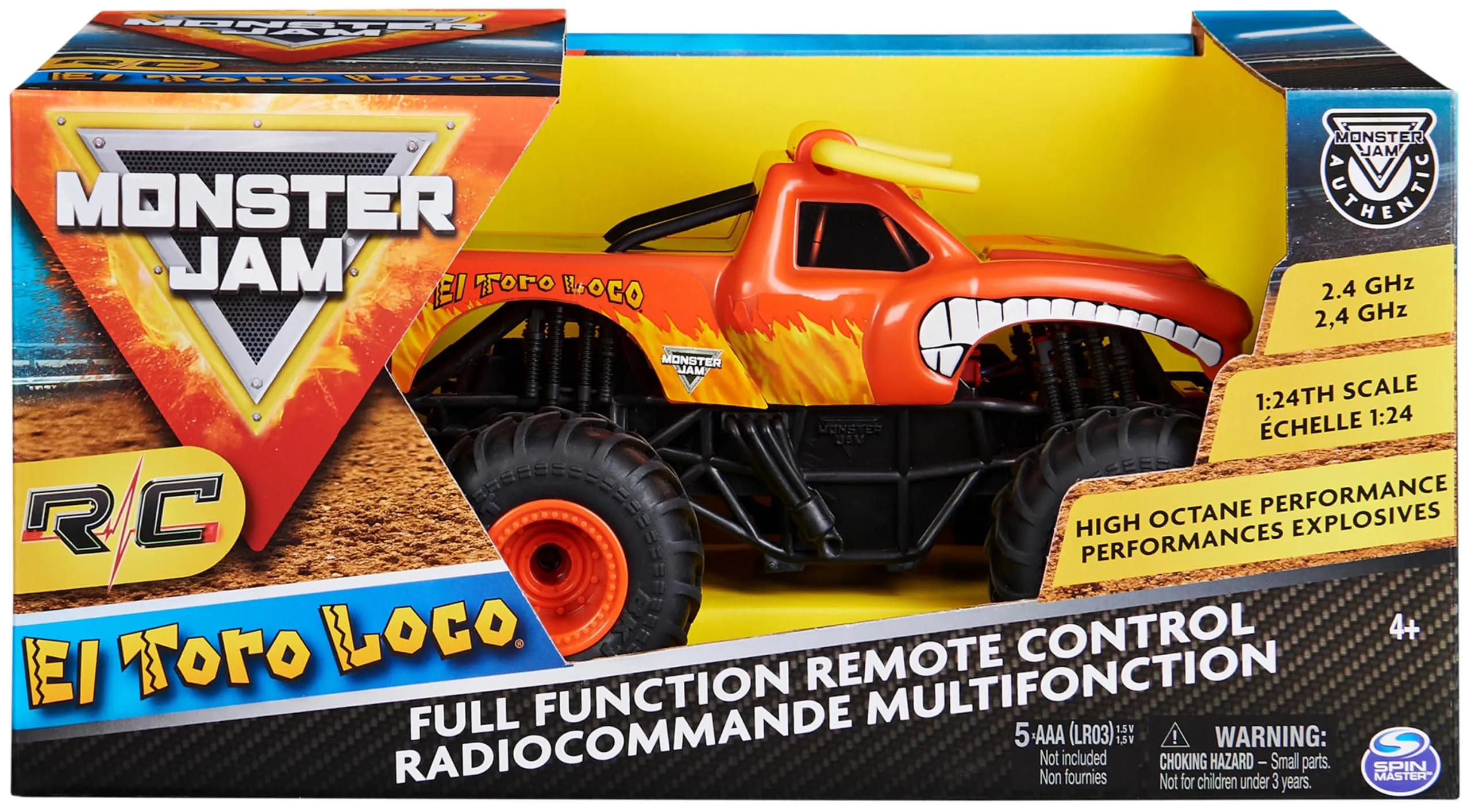 Monster Jam El Toro Loco RC Monster Truck, 1:24 Scale, 2.4 GHz, 6060517 - immagine 2