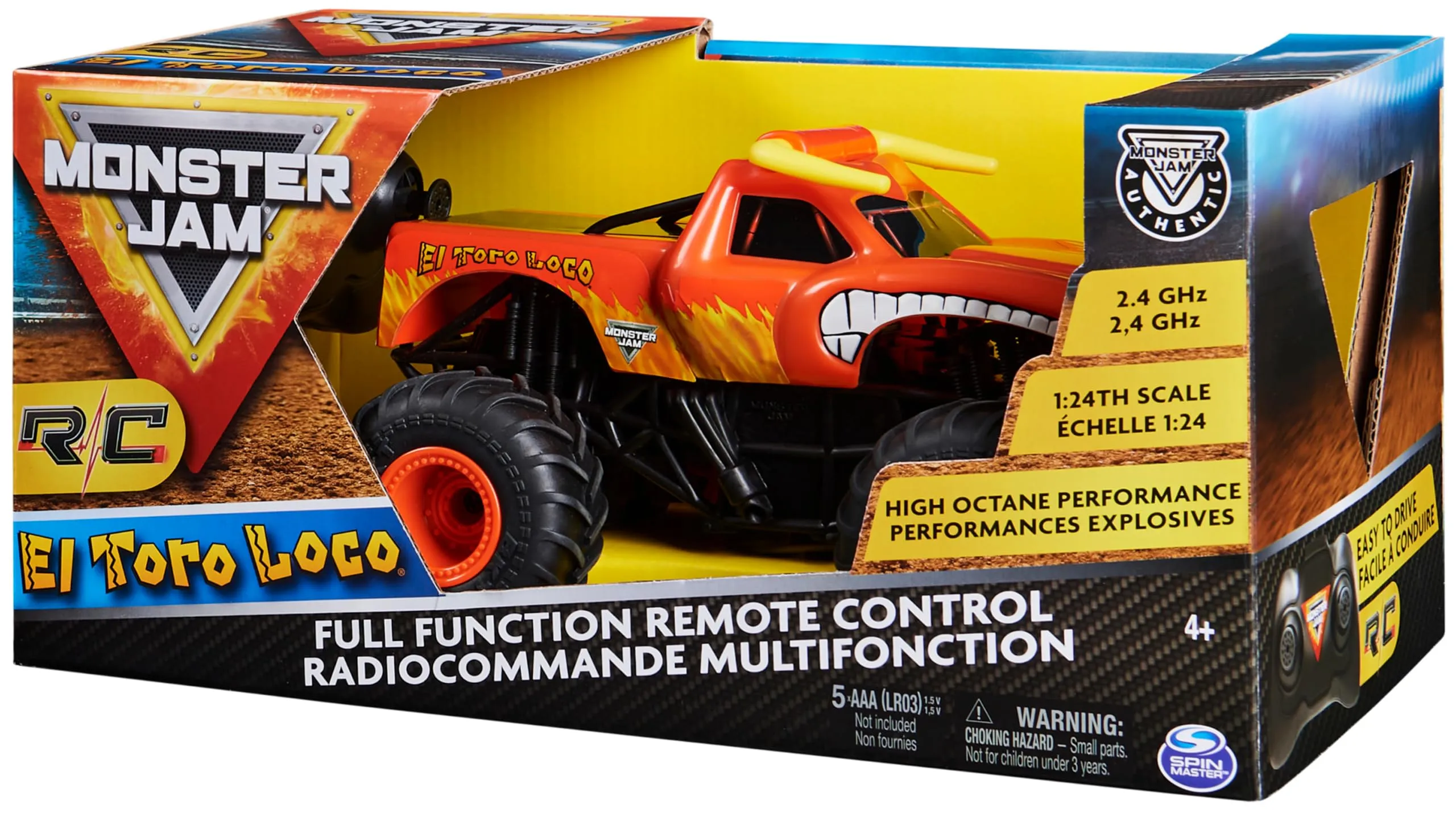 Monster Jam El Toro Loco RC Monster Truck, 1:24 Scale, 2.4 GHz, 6060517 - immagine 6