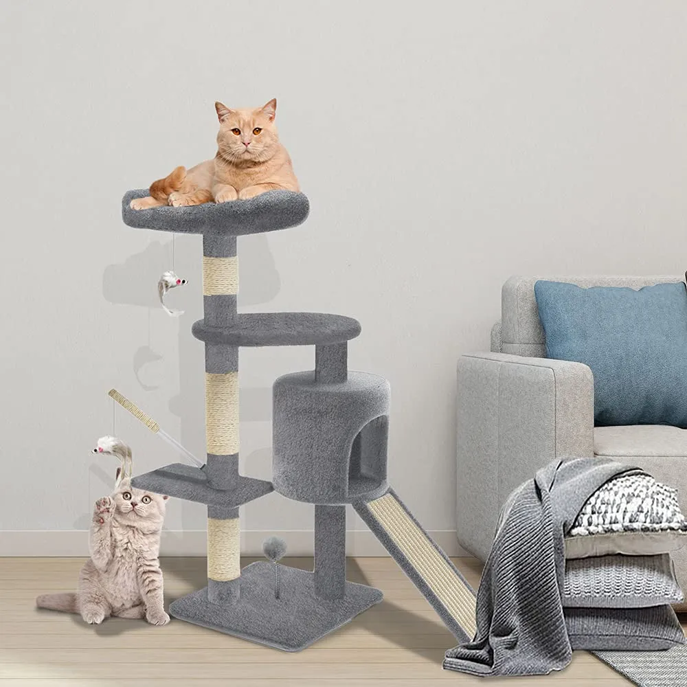 VOUNOT Tiragraffi per Gatti con Cuccia e Sisal, 112cm, Grigio - immagine 2