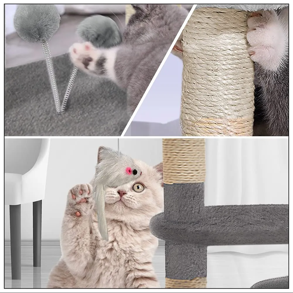 VOUNOT Tiragraffi per Gatti con Cuccia e Sisal, 112cm, Grigio - immagine 3