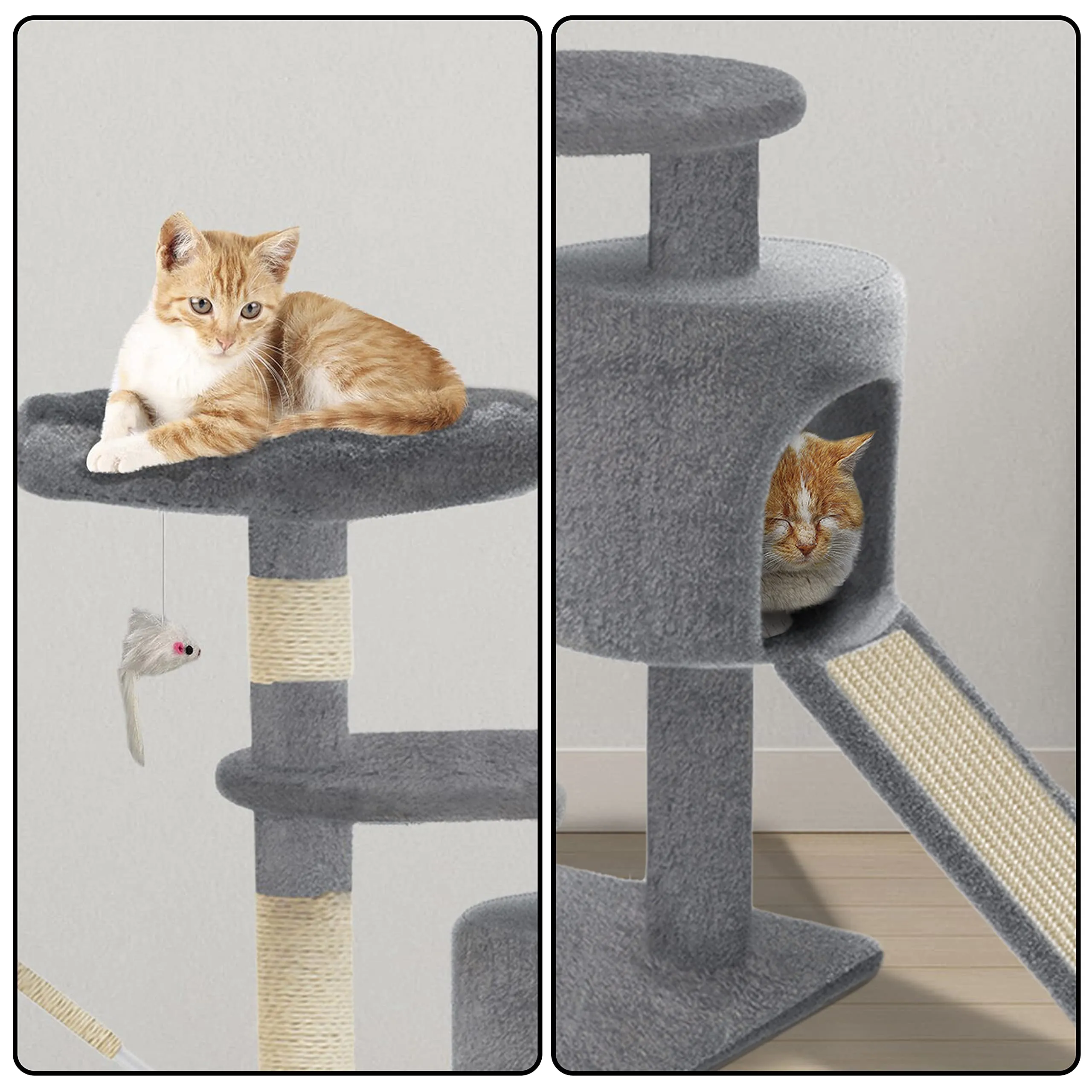 VOUNOT Tiragraffi per Gatti con Cuccia e Sisal, 112cm, Grigio - immagine 7