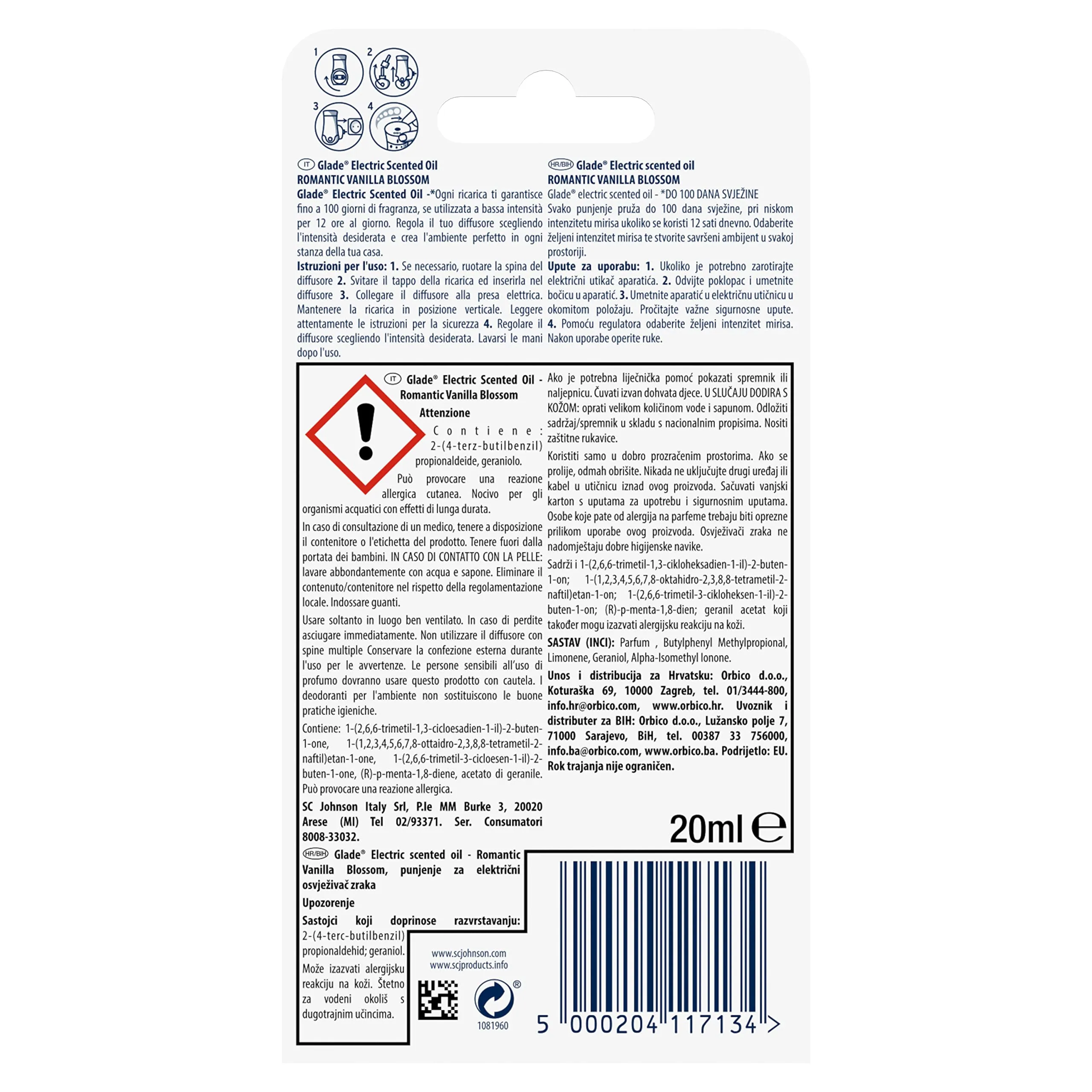 Glade Liquido Elettrico Profumatore per Ambienti con Olii Essenziali, Romantic Vanilla Blossom, 1 Diffusore e 3 Ricariche - immagine 2