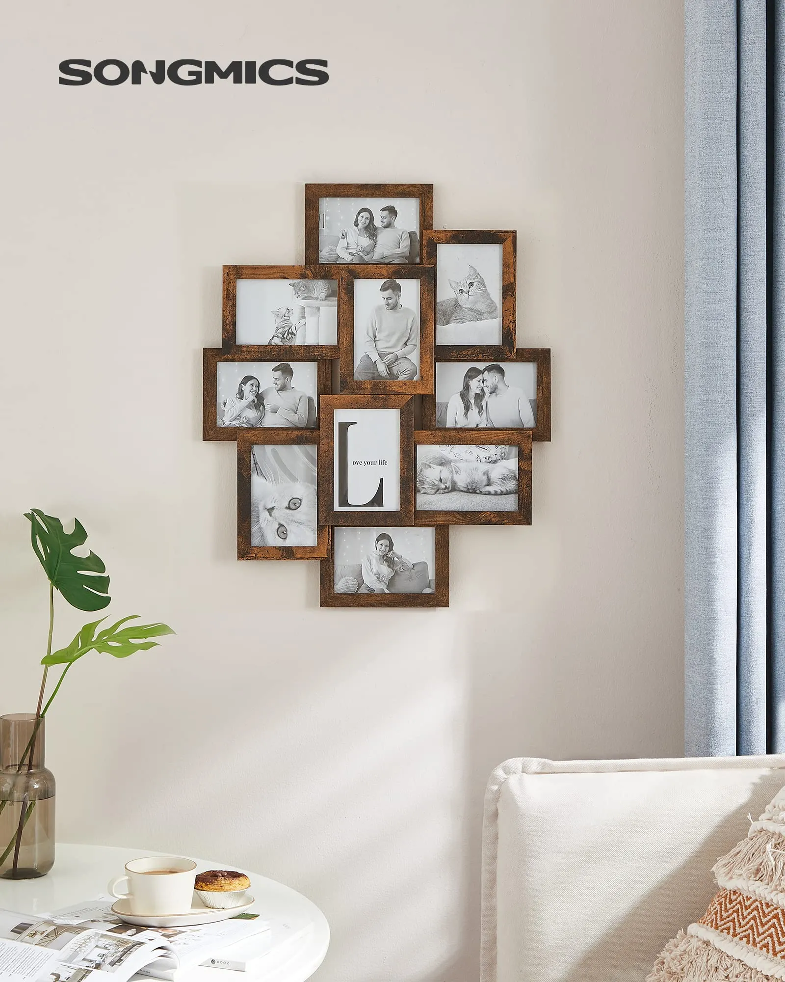 SONGMICS Collage di 10 Cornici per Foto 10 x 15 cm, Marrone Vintage RPF020X01 - immagine 7