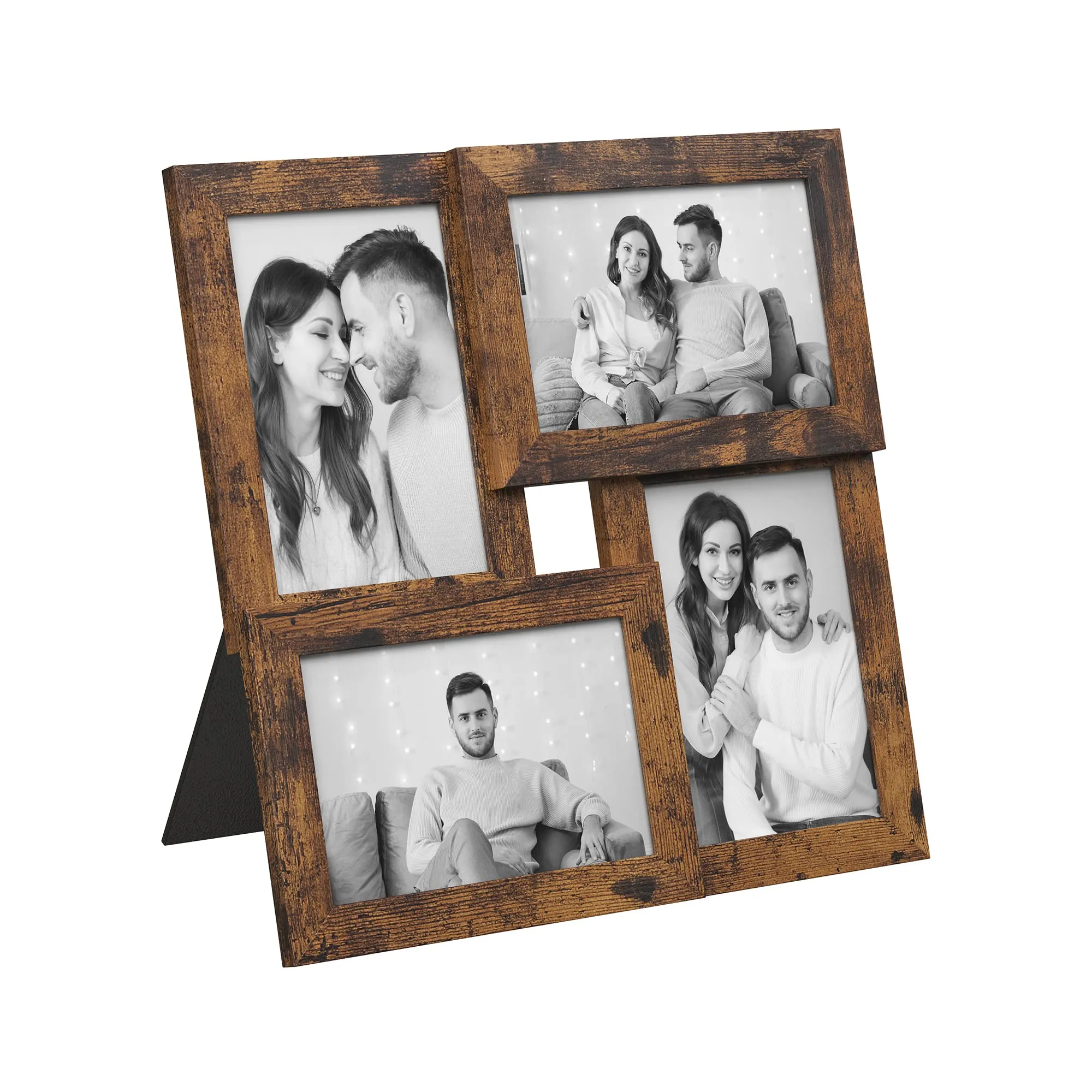 SONGMICS Collage di Cornici per Foto, 4 Pezzi 10 x 15 cm, Marrone Vintage RPF025X01 - immagine 1