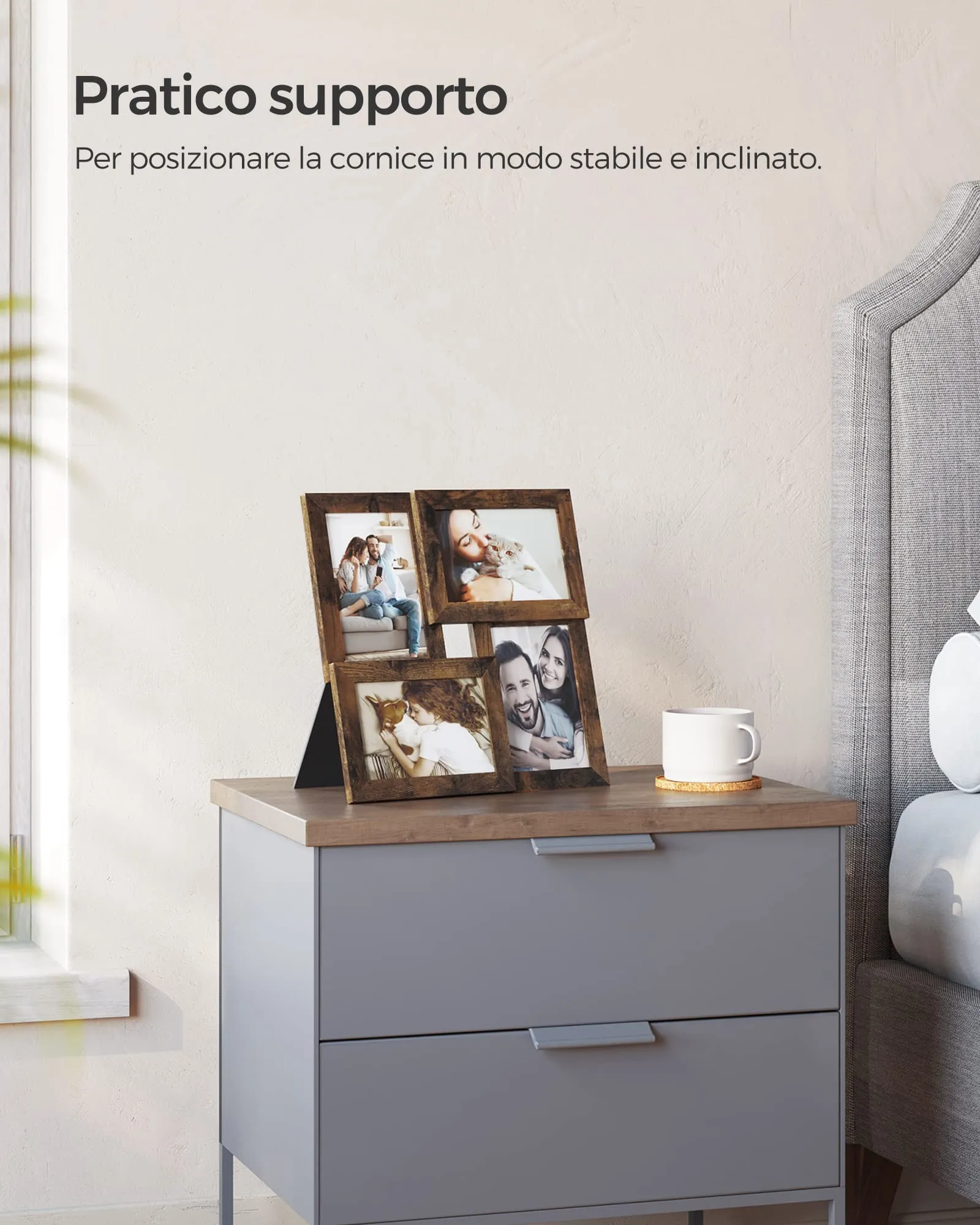 SONGMICS Collage di Cornici per Foto, 4 Pezzi 10 x 15 cm, Marrone Vintage RPF025X01 - immagine 3