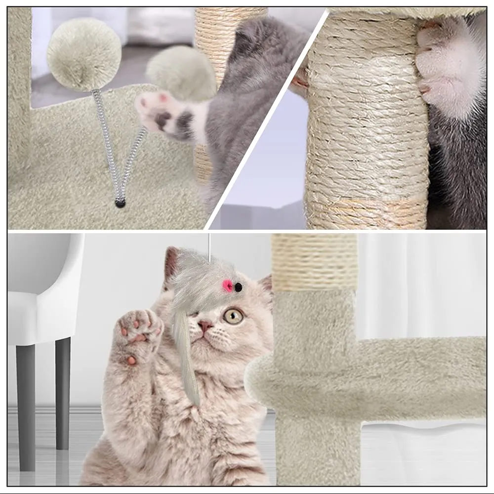 VOUNOT Tiragraffi per Gatti con Cuccia in Sisal, 112cm, Beige - immagine 3