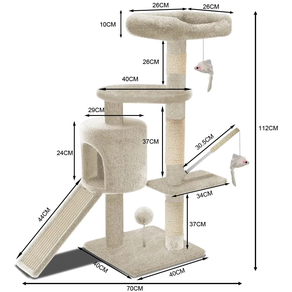 VOUNOT Tiragraffi per Gatti con Cuccia in Sisal, 112cm, Beige - immagine 4