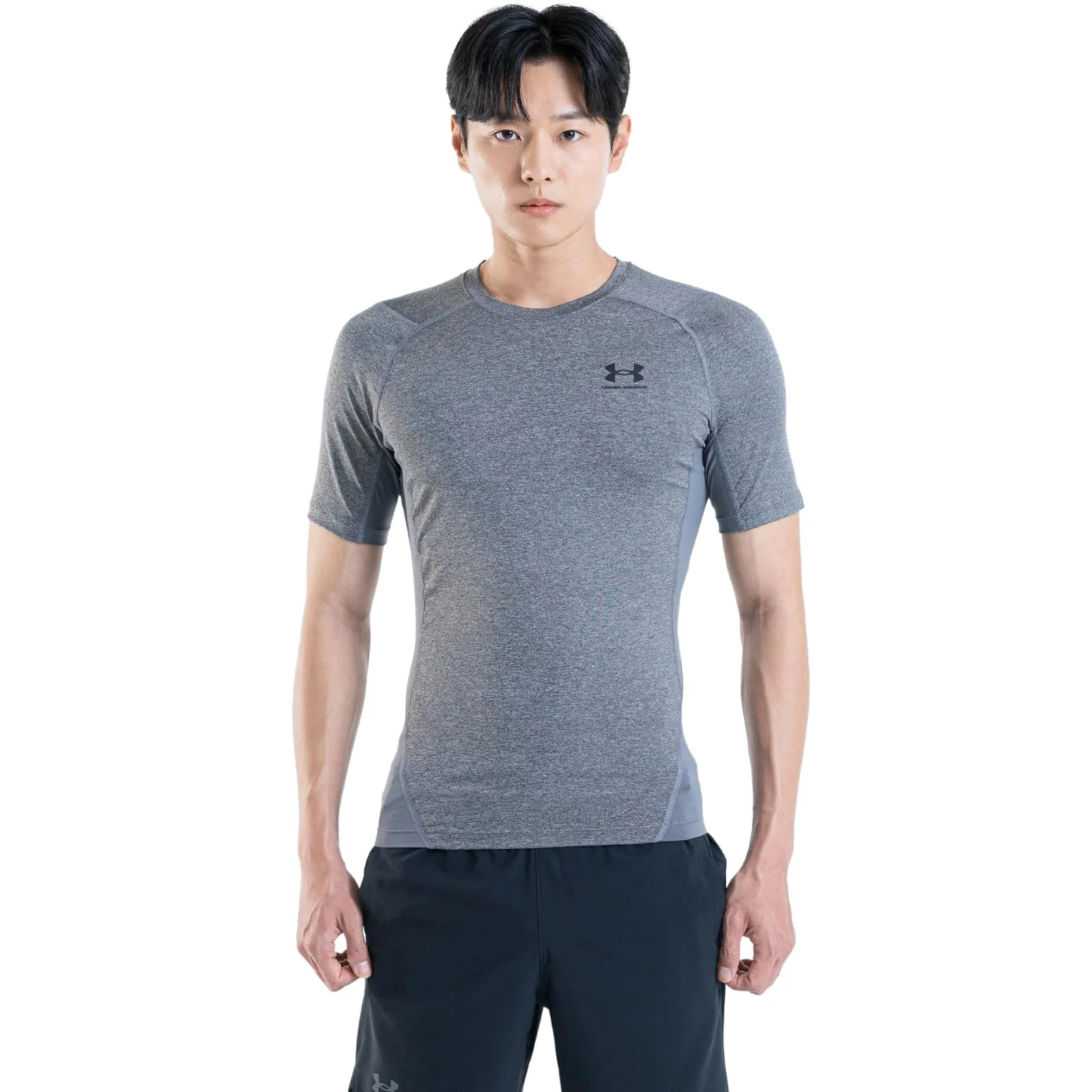Under Armour Men's Heatgear Compression Shirt - Carbon Heather/Black, Medium - immagine 4