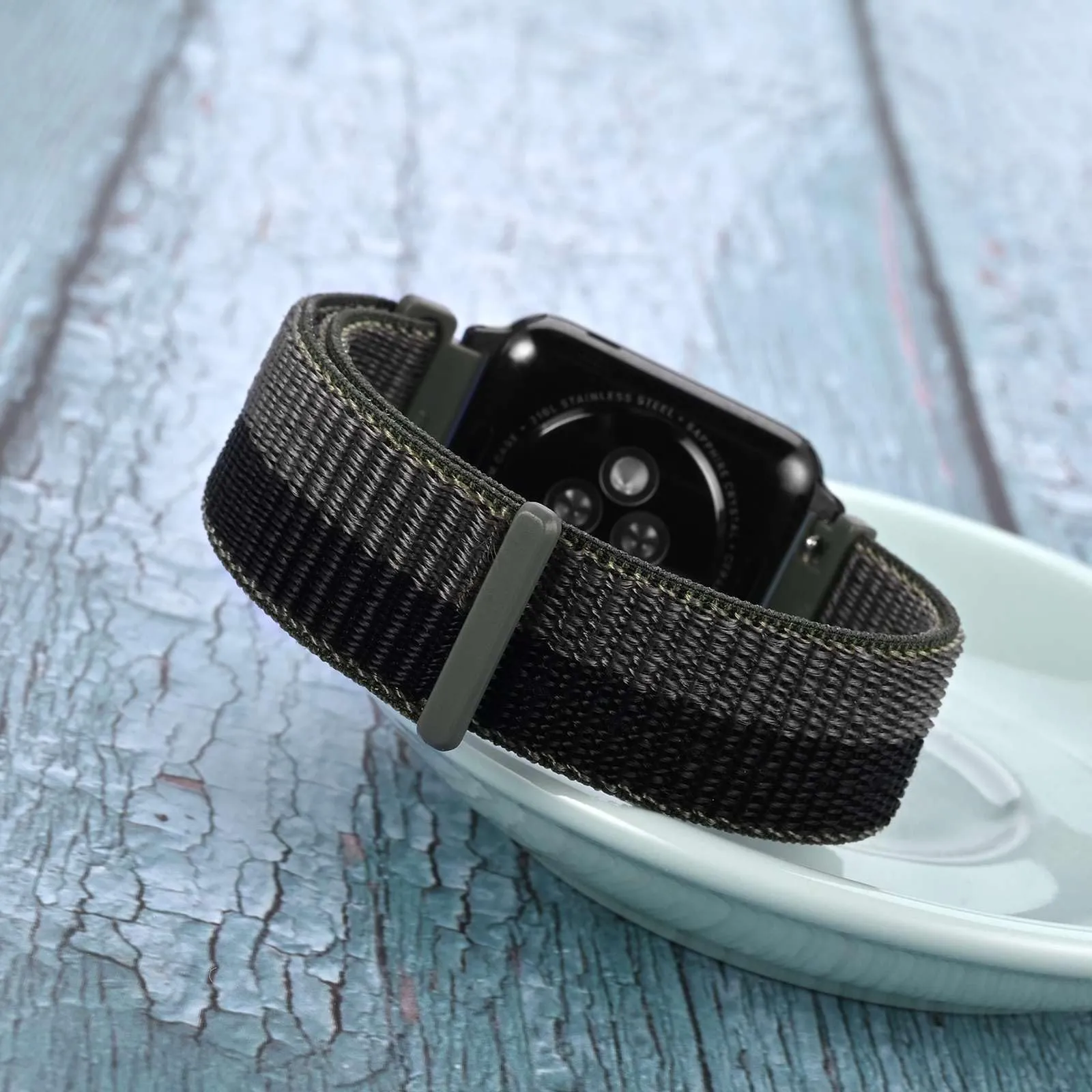 WOCCI Sportivo Cinturino in Nylon 20mm a Sgancio Rapido (Nero/Grigio) - immagine 7