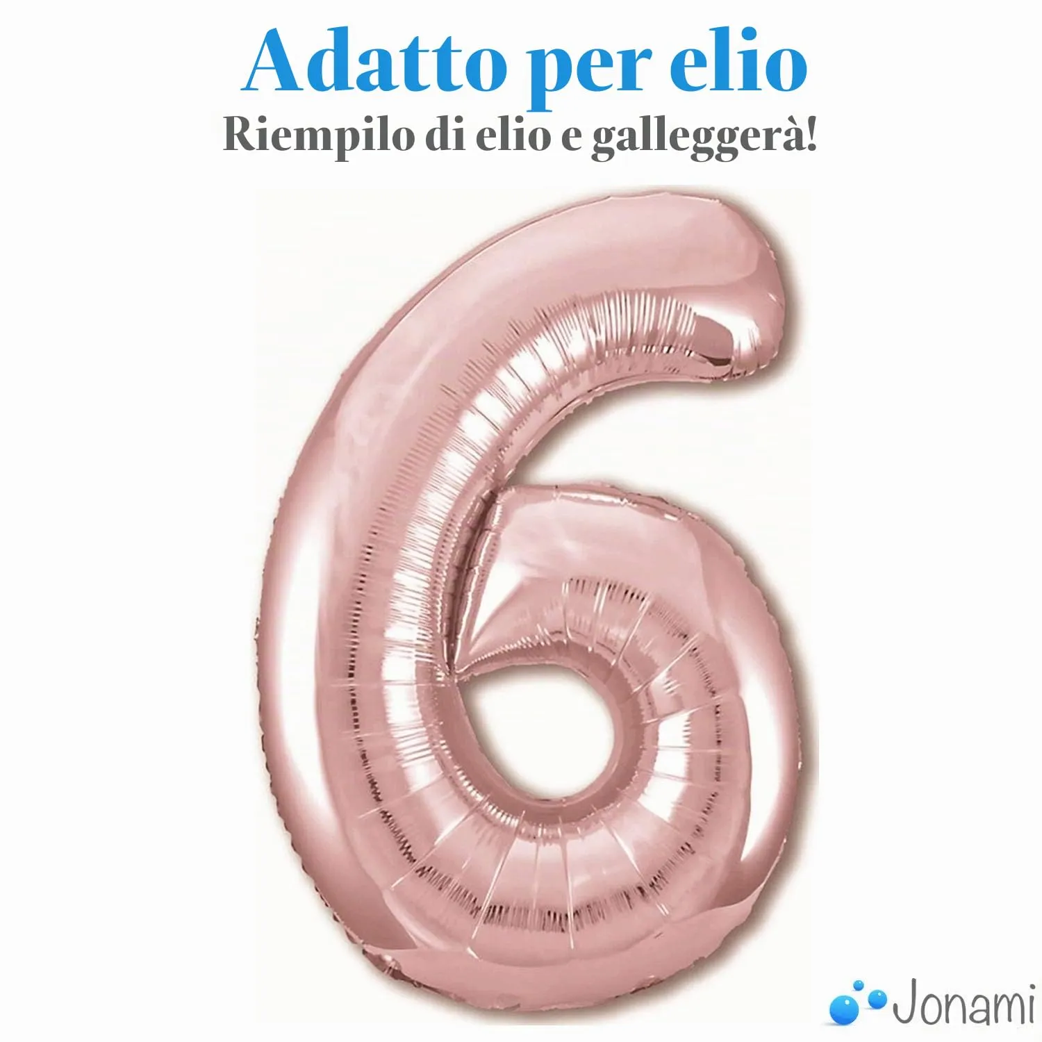 Jonami Palloncino Numero 6 Gigante, 100 cm, Rosa Oro - immagine 3