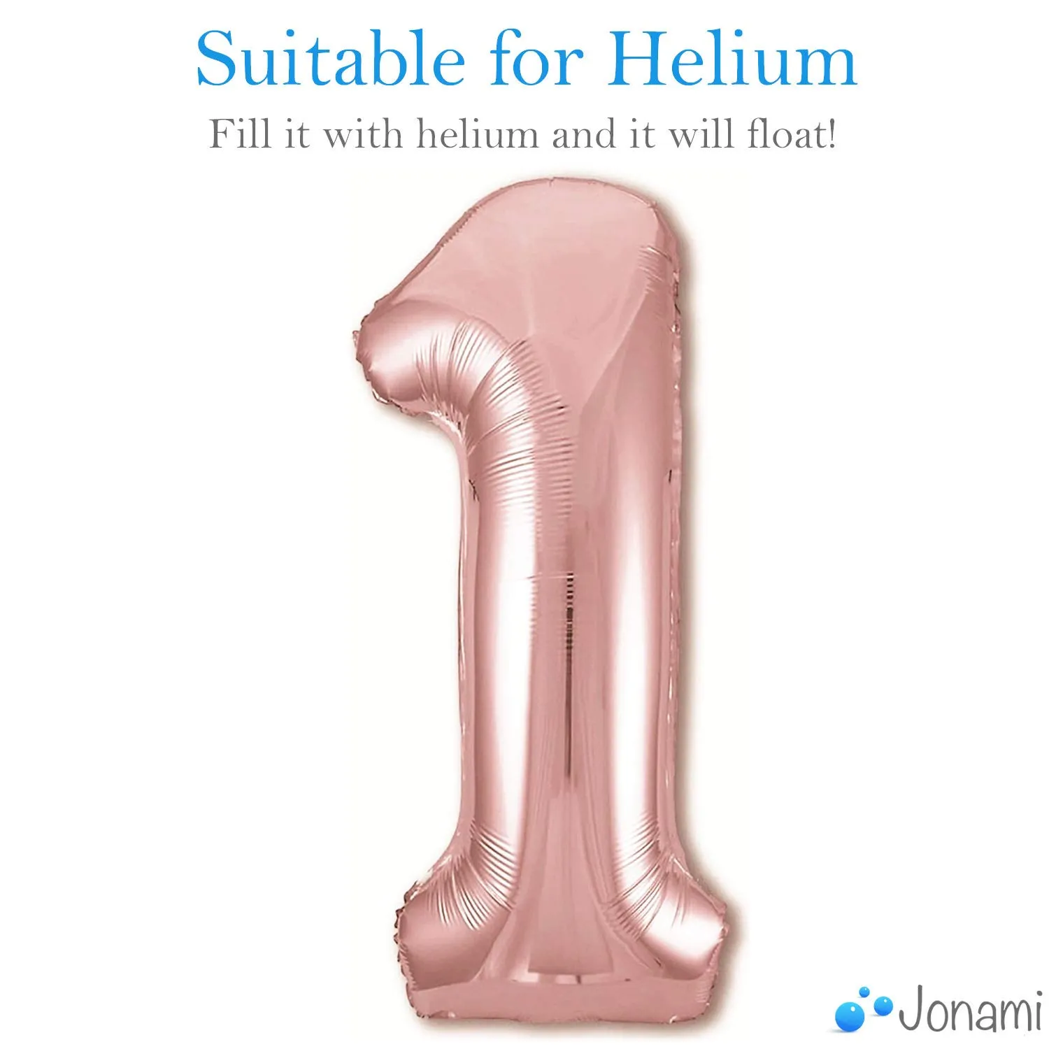 Jonami Palloncino Numero 1 Gigante, 100 cm, Rosa Oro - immagine 3