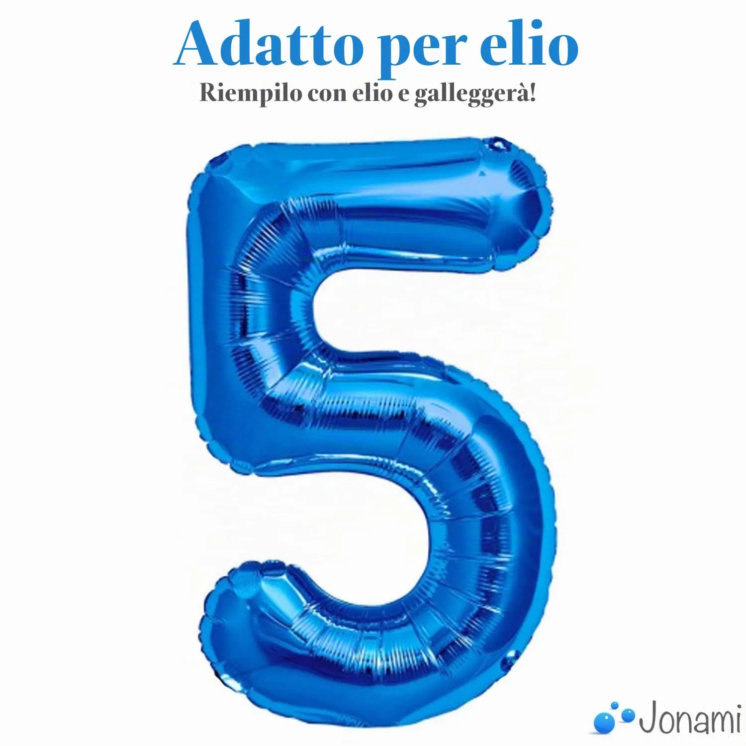 Jonami Palloncino Numero 5 Gigante Blu, 100 cm - immagine 3