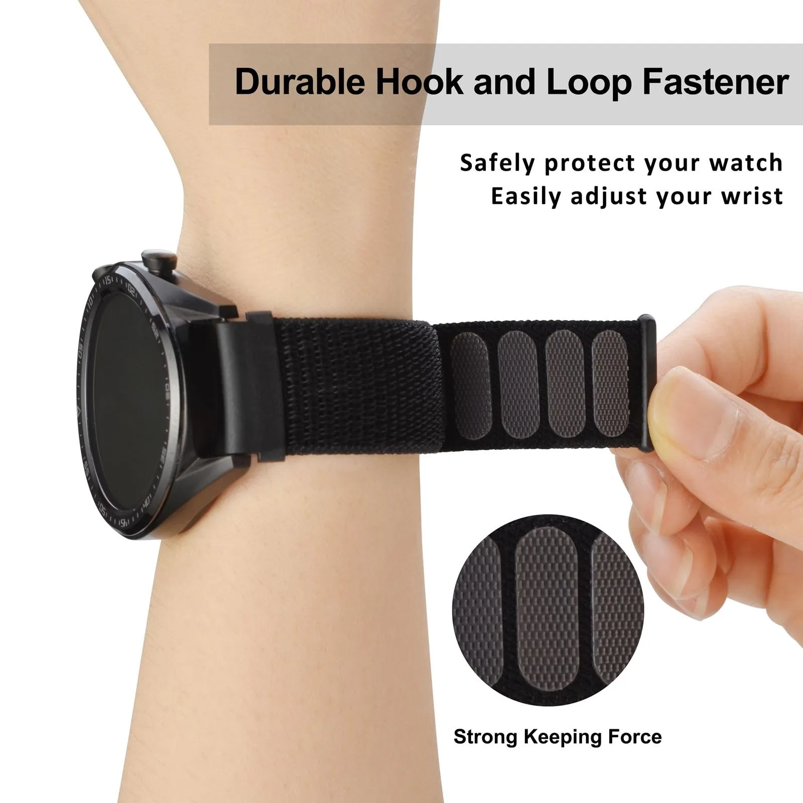 WOCCI Sportivo Cinturino in Nylon 20mm a Sgancio Rapido (Nero) - immagine 4