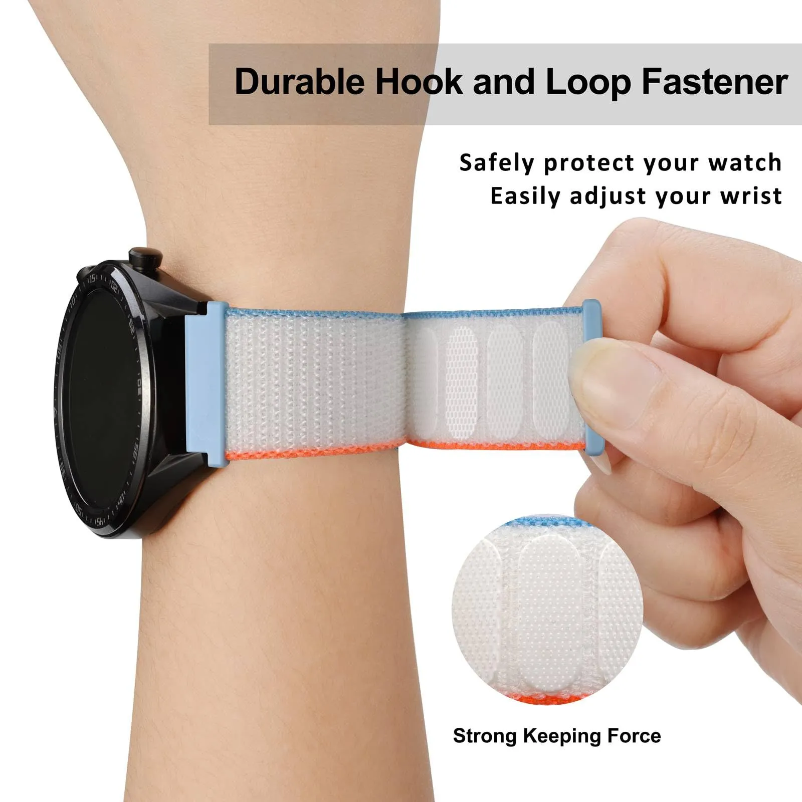 WOCCI Sportivo Cinturino in Nylon 20mm a Sgancio Rapido (Bianco) - immagine 4