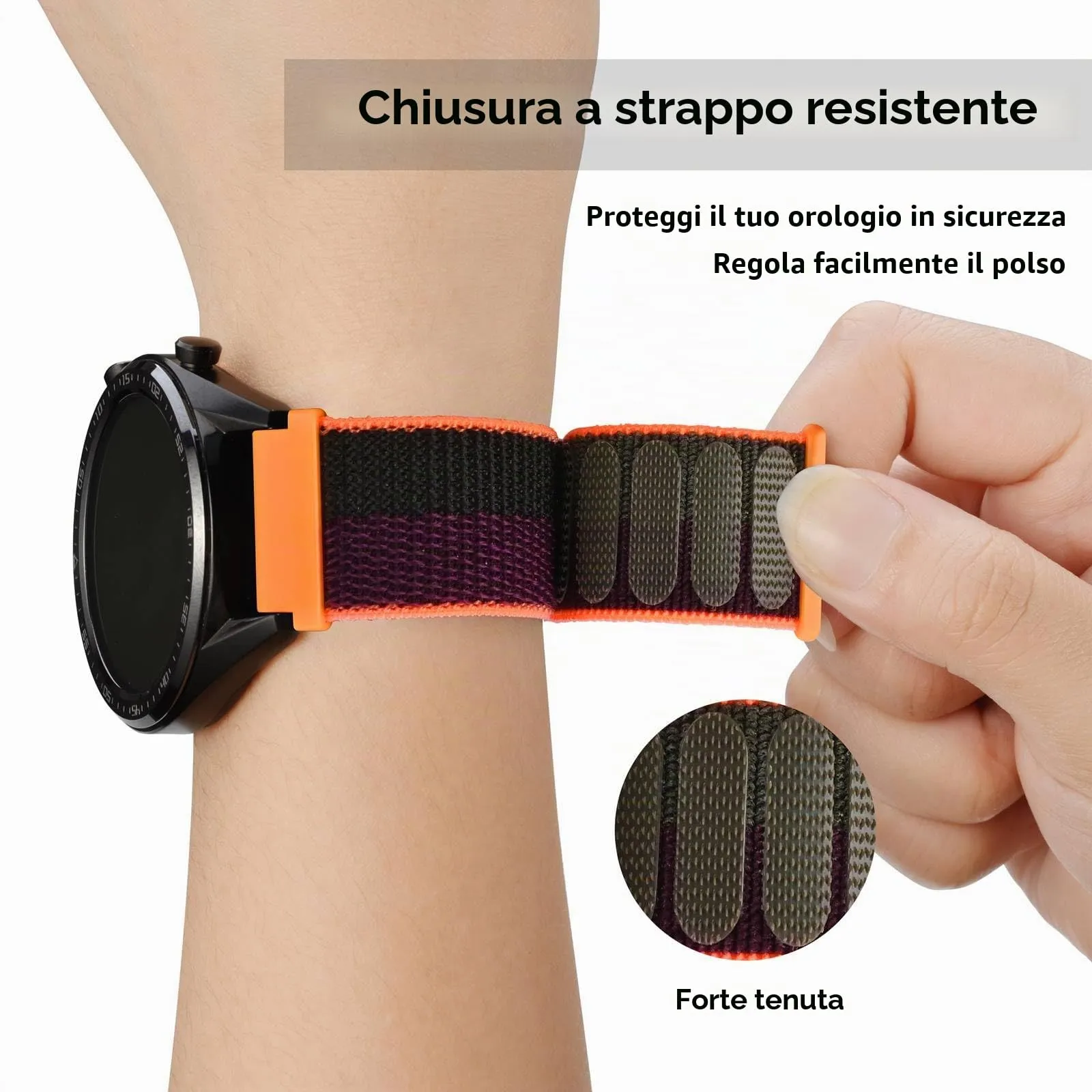 WOCCI Sportivo Cinturino in Nylon 20mm a Sgancio Rapido (Bacca Scura) - immagine 4