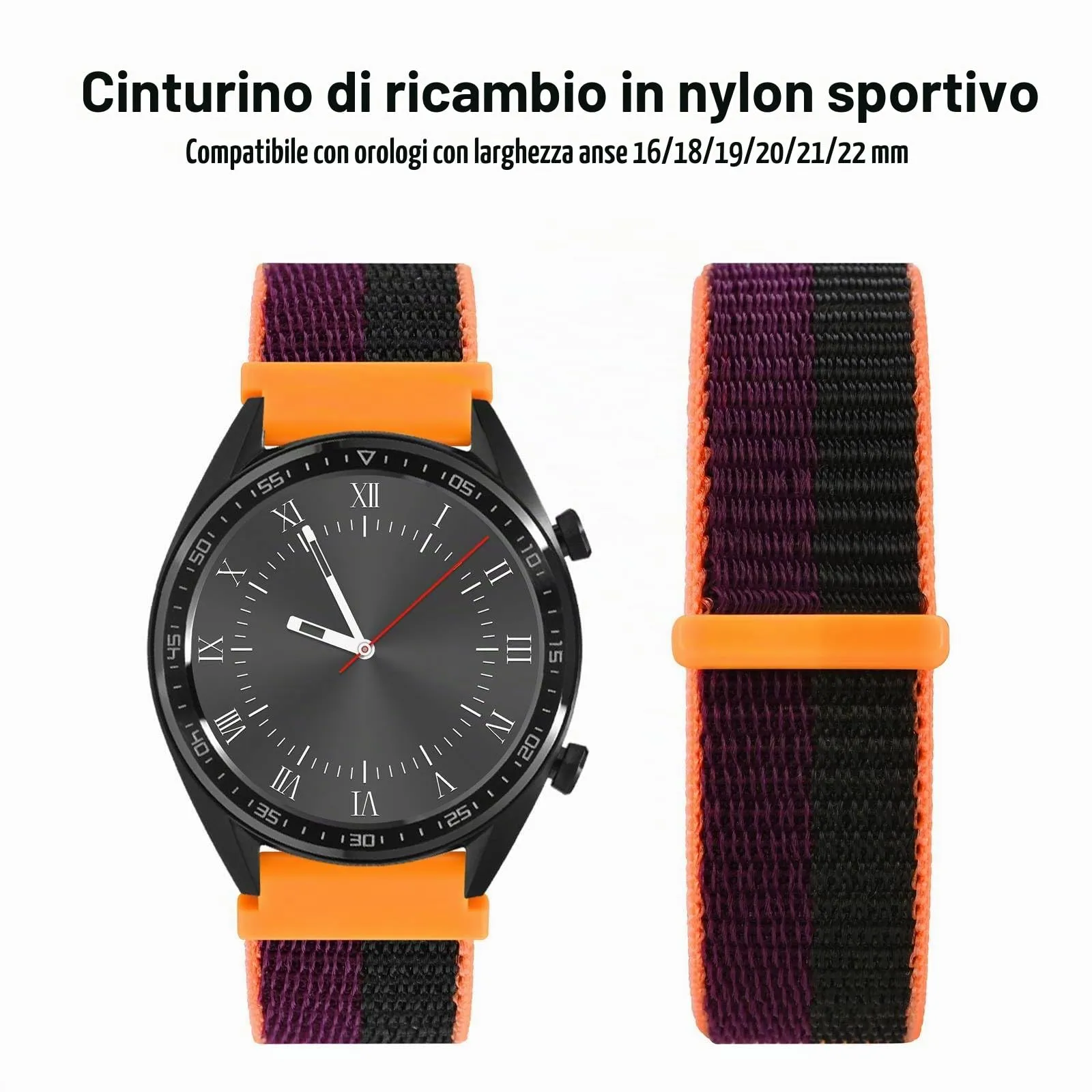 WOCCI Sportivo Cinturino in Nylon 20mm a Sgancio Rapido (Bacca Scura) - immagine 8