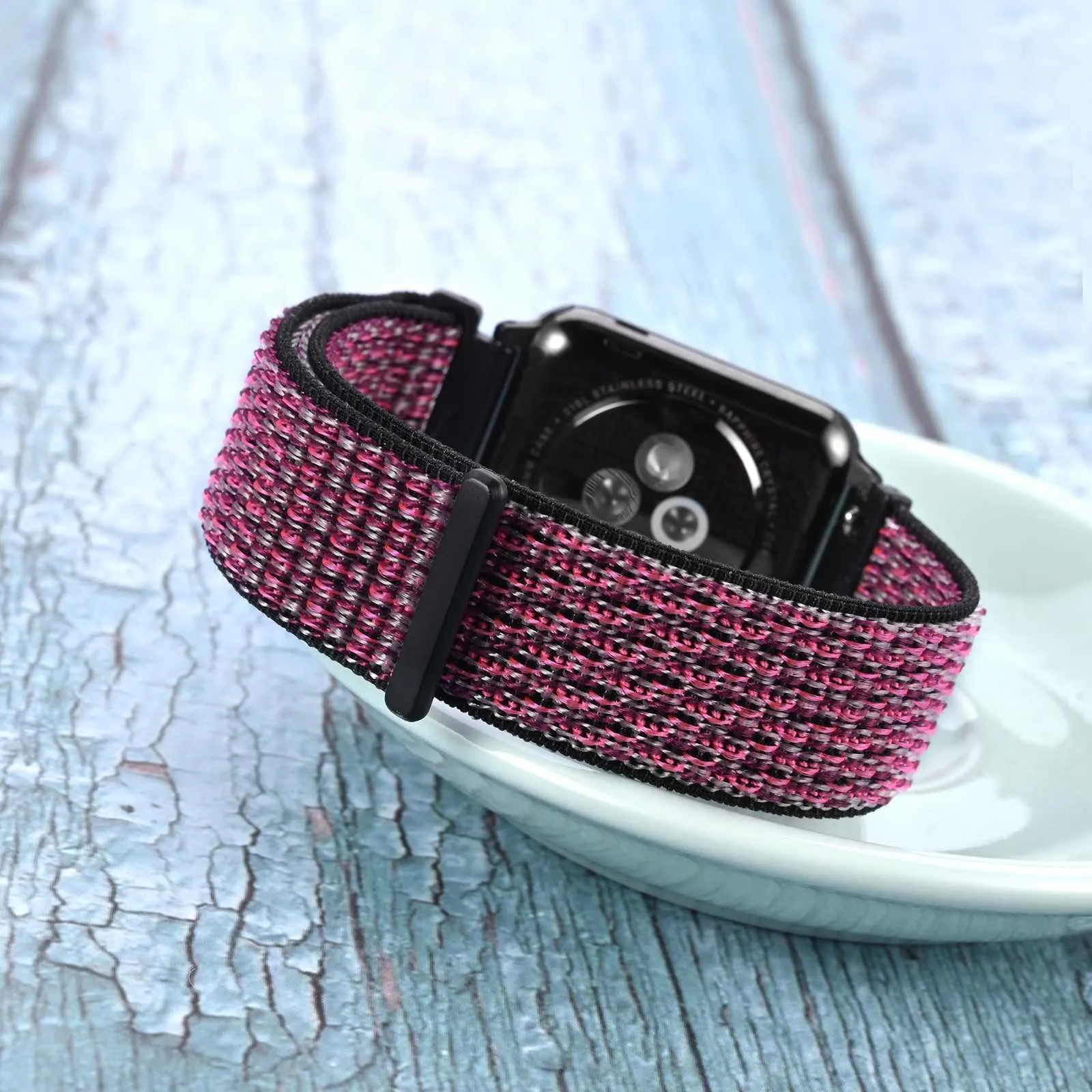 WOCCI Sportivo Cinturino in Nylon 18mm a Sgancio Rapido (Prugna Matura) - immagine 7