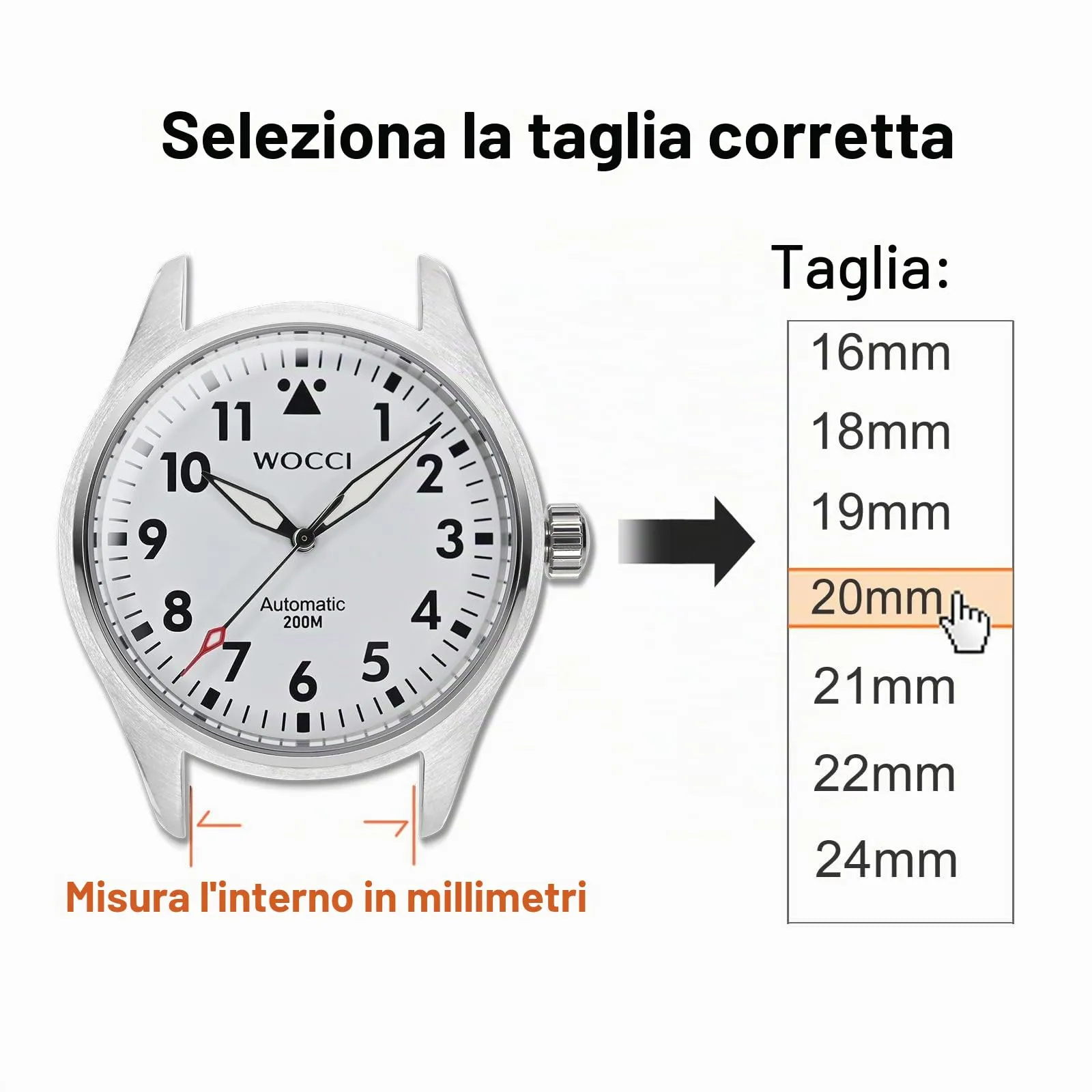 WOCCI Cinturino in Nylon 20mm a Sgancio Rapido (Camo Nero) - immagine 5