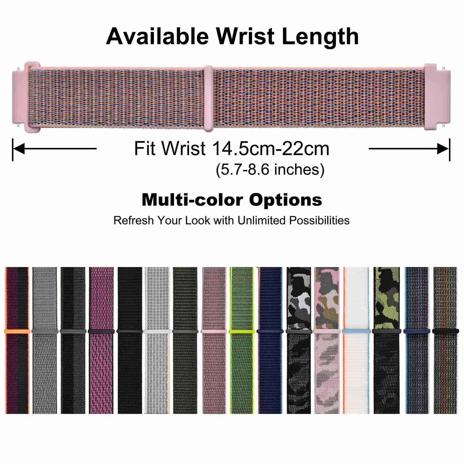 WOCCI Sportivo Cinturino in Nylon 16mm a Sgancio Rapido (Rosa Sabbia) - immagine 6