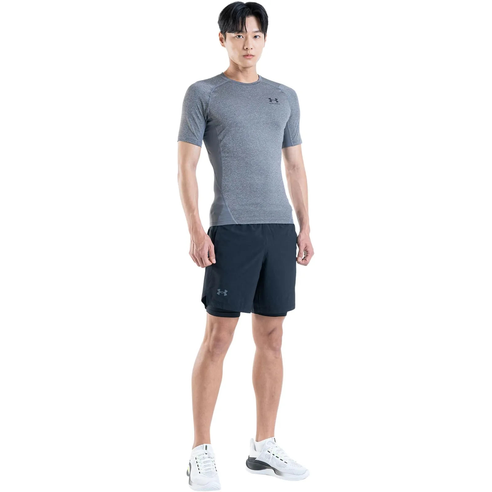 Under Armour Men's Heatgear Compression Shirt - Carbon Heather/Black - S - immagine 3