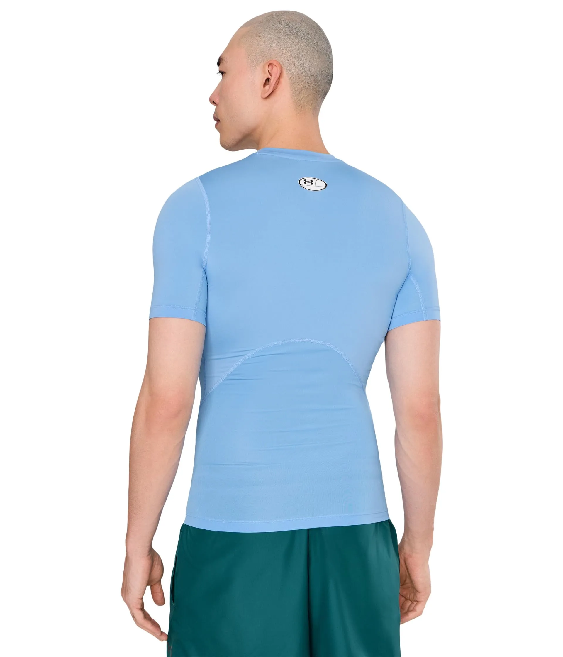 Under Armour HeatGear Compression Short Sleeve T-Shirt for Men - Carolina Blue/White - immagine 4