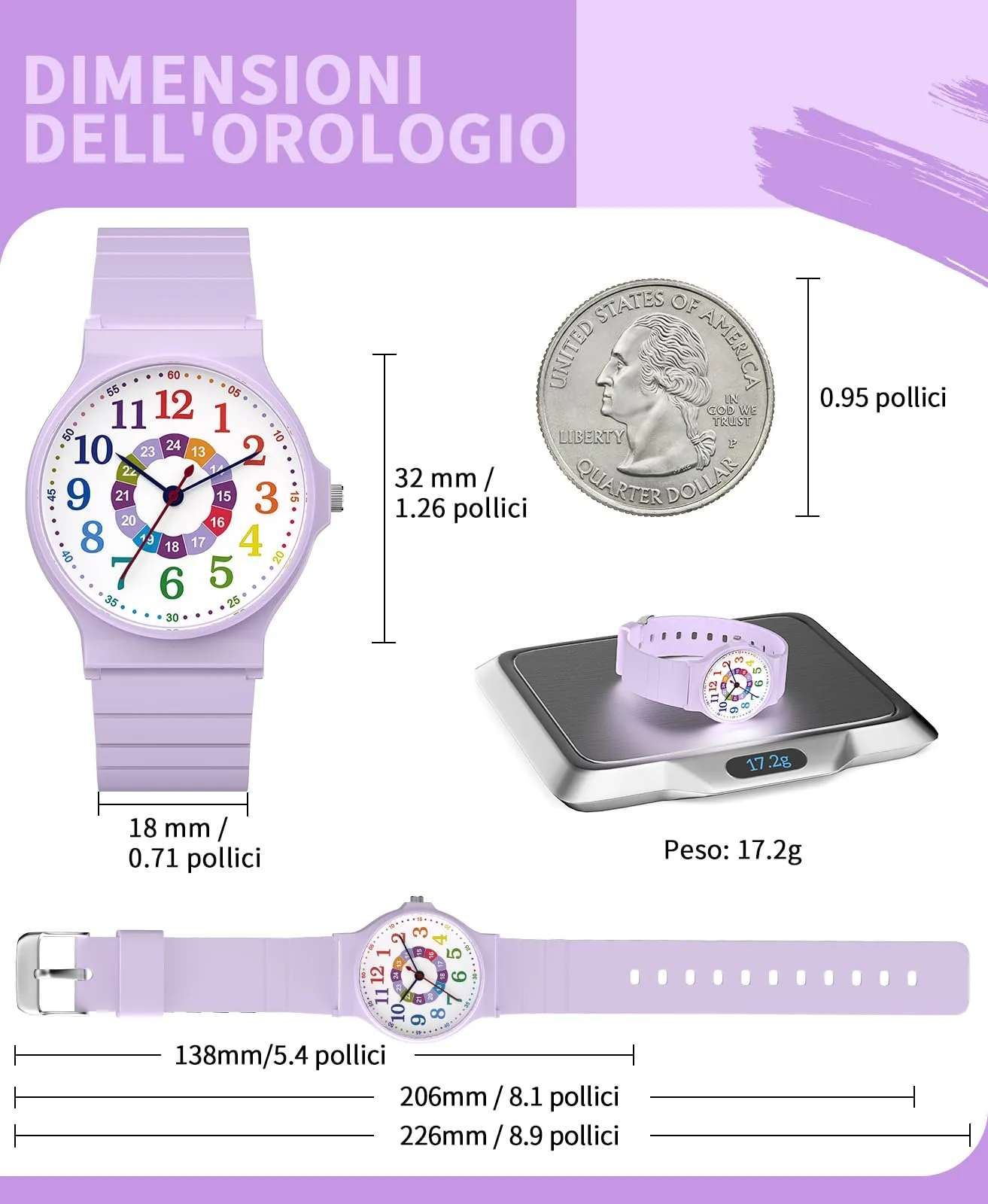 TENOCK Orologio Analogico per Bambini 5-15 Anni, 3ATM, TEN-1010L - immagine 4