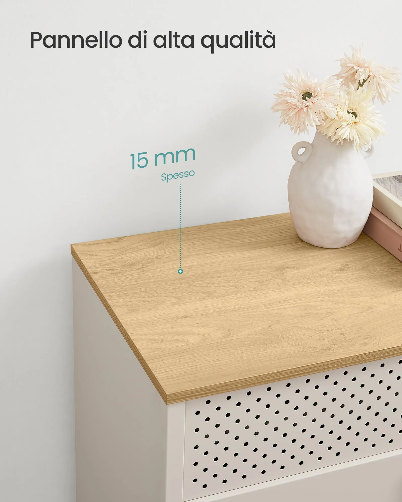 SONGMICS Mobiletto Contenitore Credenza in Metallo, Doppia Anta con Chiusura Magnetica, Ripiani Regolabili, 40 x 80 x 76 cm, Beige Sabbia e Beige Naturale LSC102L01 - immagine 6