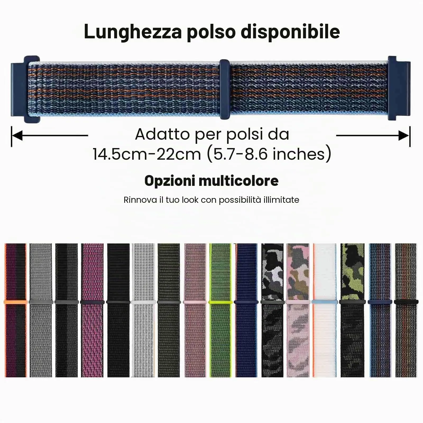 WOCCI Sportivo Cinturino in Nylon 22mm a Sgancio Rapido (Tempesta) - immagine 6