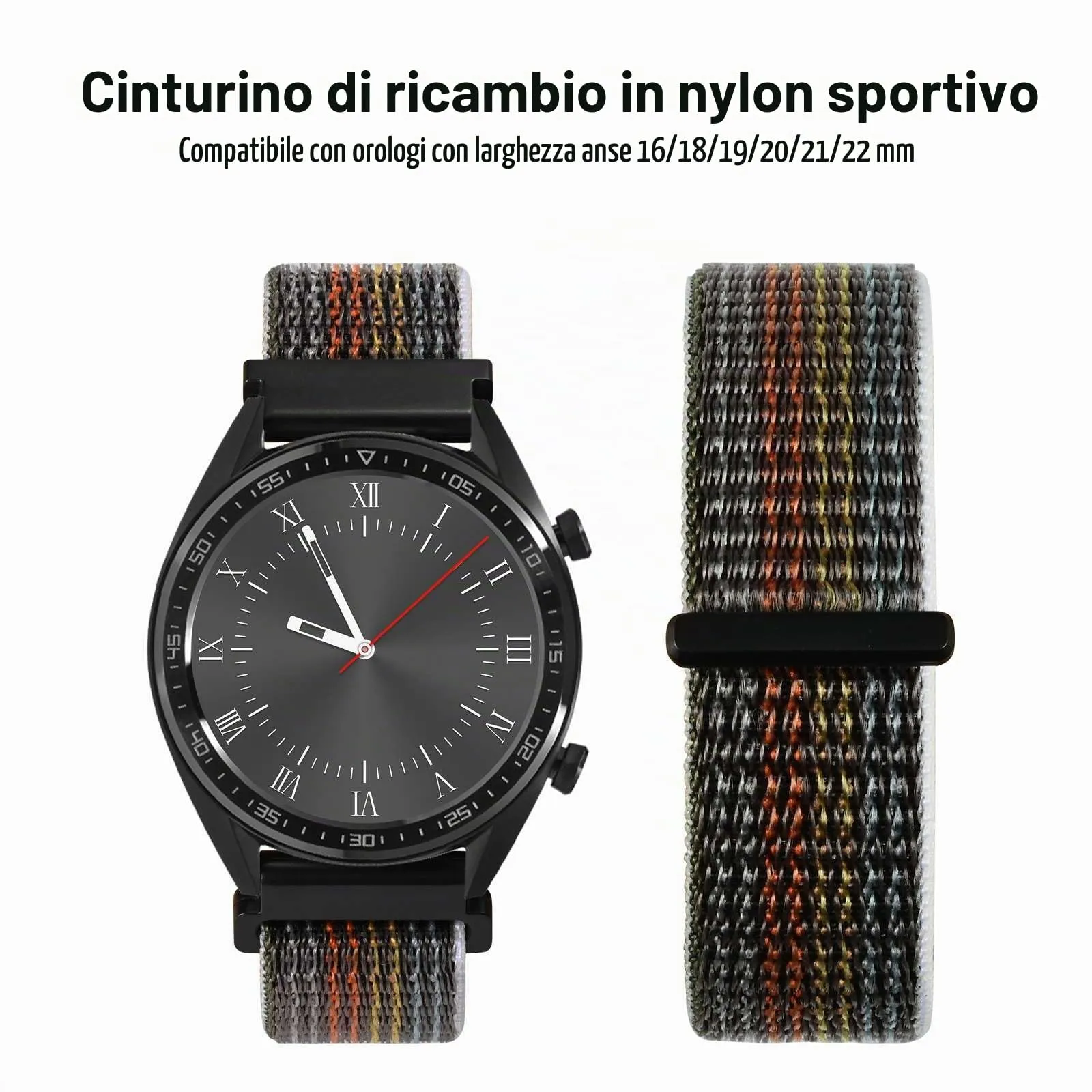 WOCCI Sportivo Cinturino in Nylon 22mm a Sgancio Rapido (Mezzanotte) - immagine 8